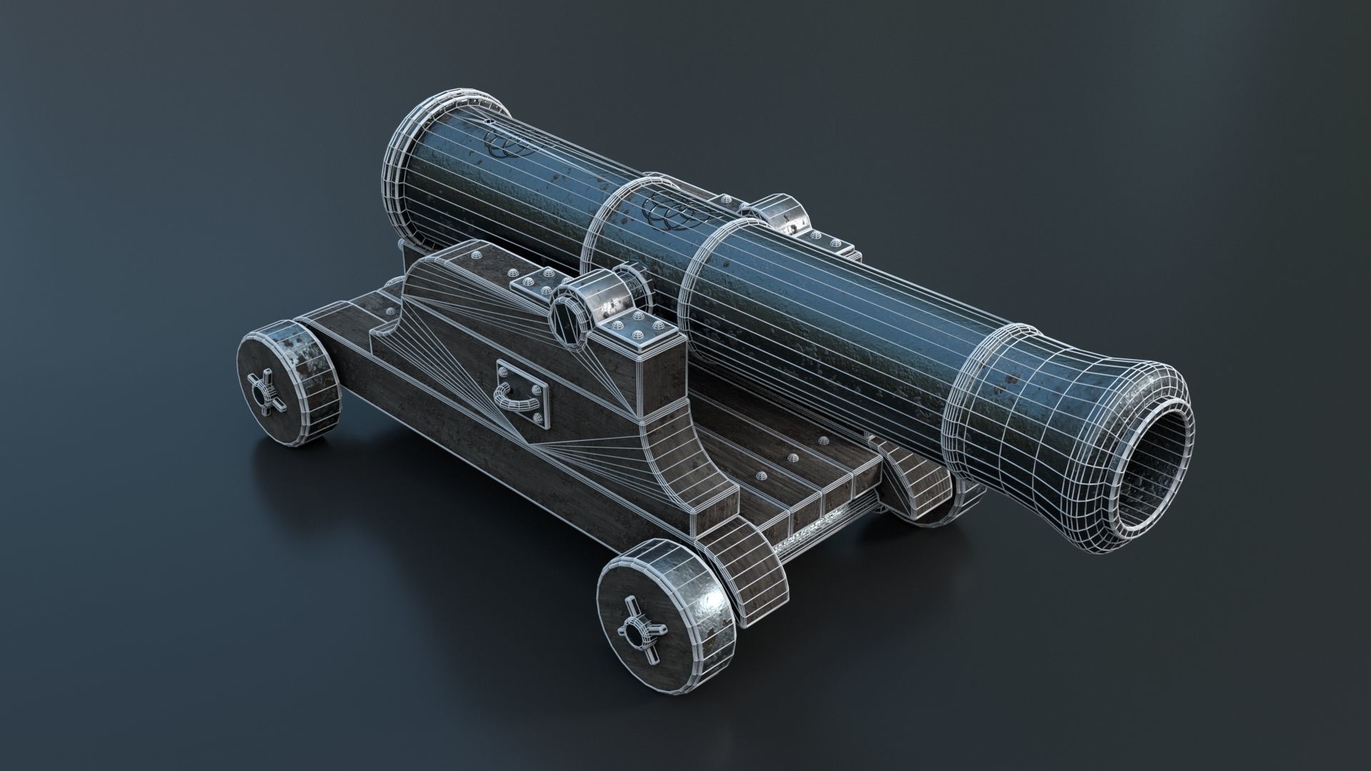 Medieval Cannon PBR 3D model_2