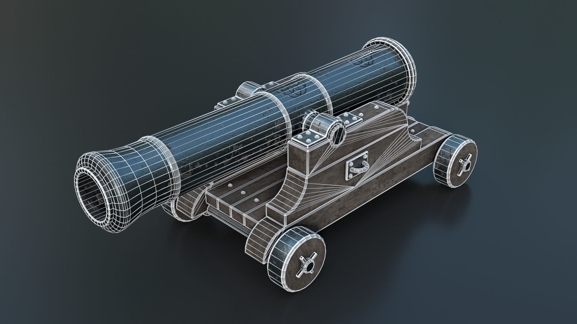 Medieval Cannon PBR 3D model_6