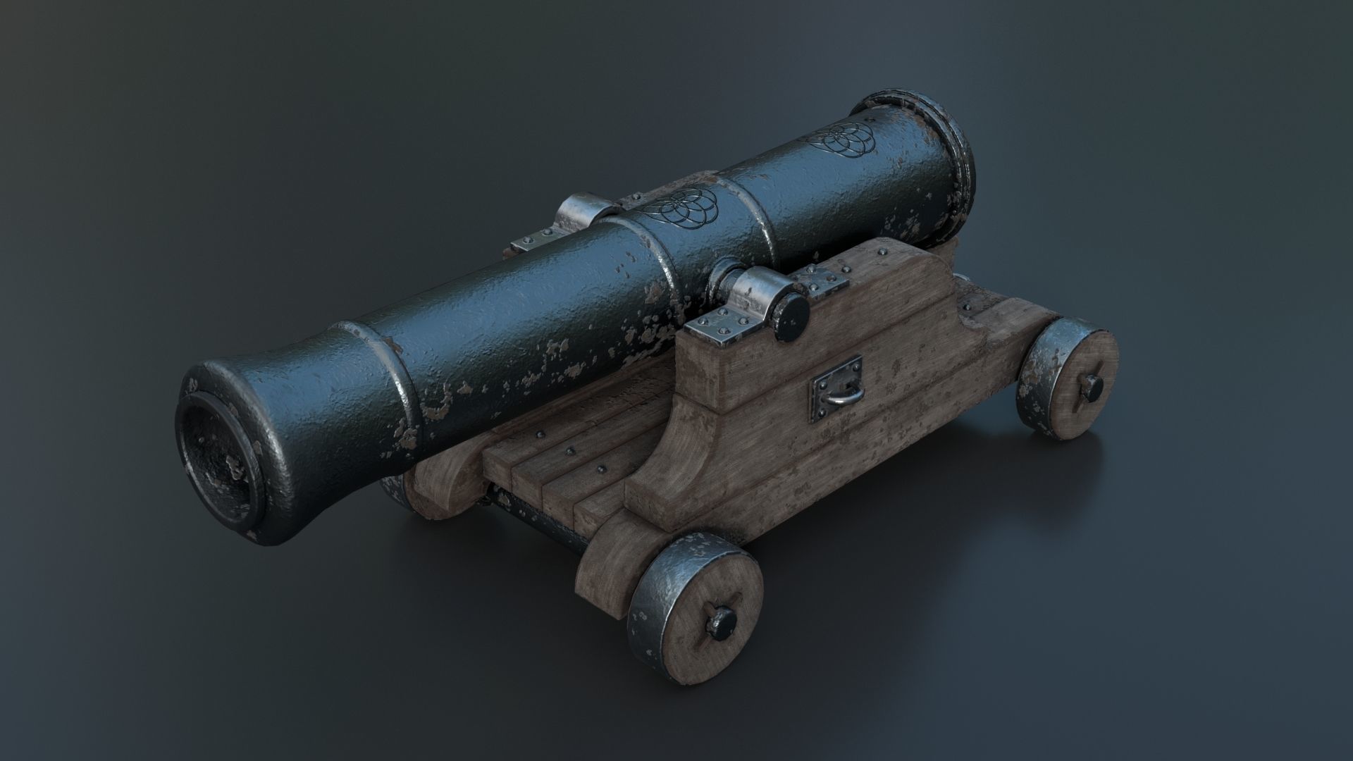 Medieval Cannon PBR 3D model_5