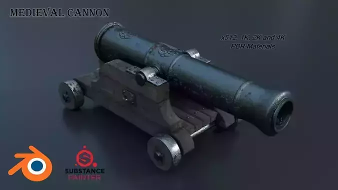Medieval Cannon PBR 3D model