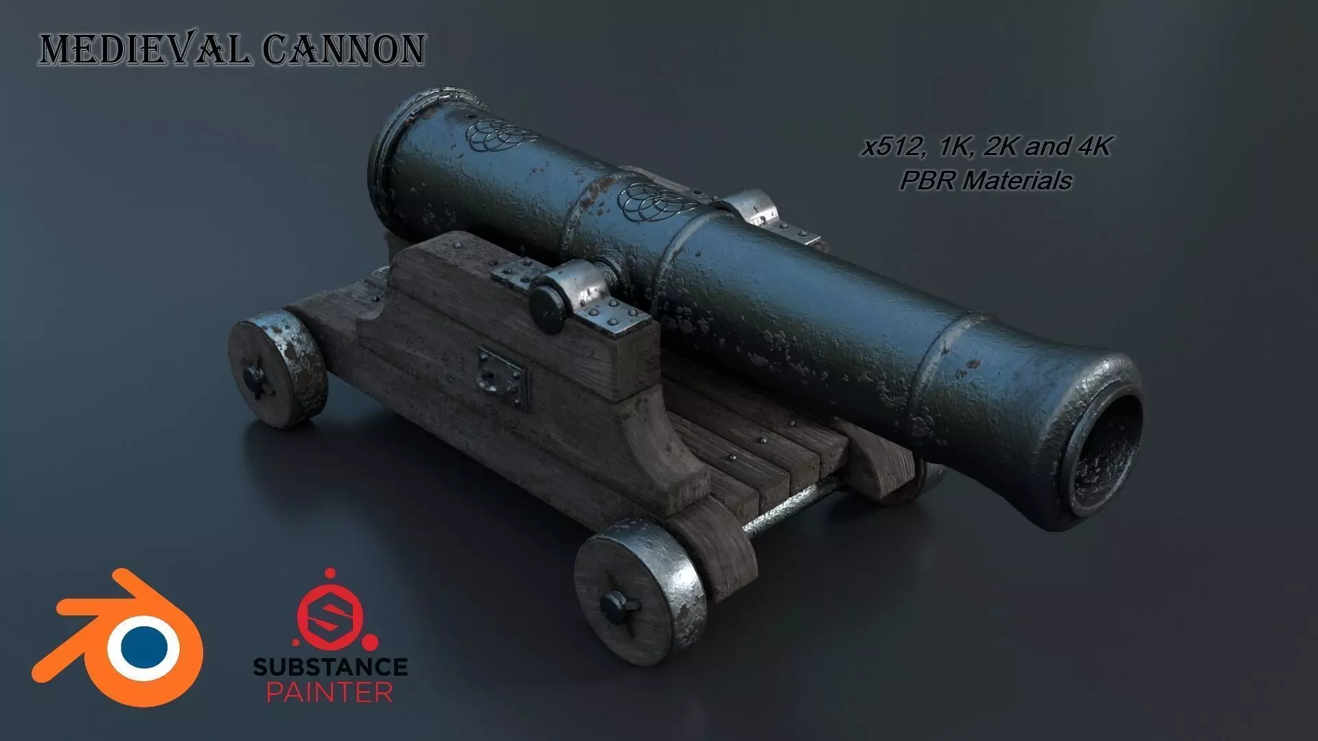 Medieval Cannon PBR 3D model_0