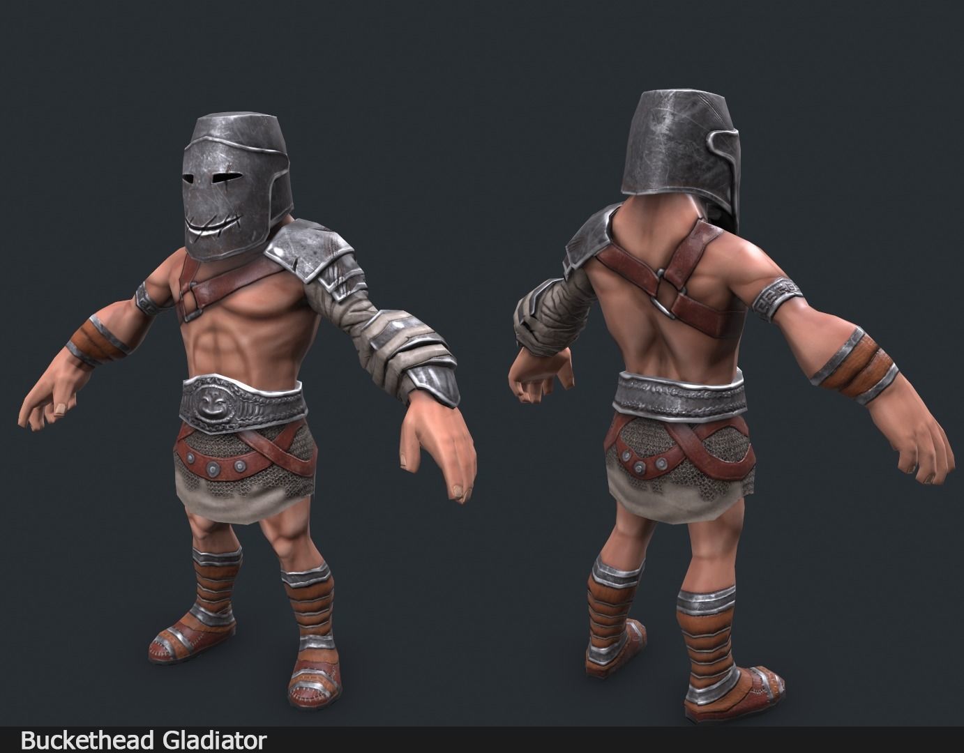 Lowpoly Gladiators spartan warrior in armor Low-poly 3D model_3
