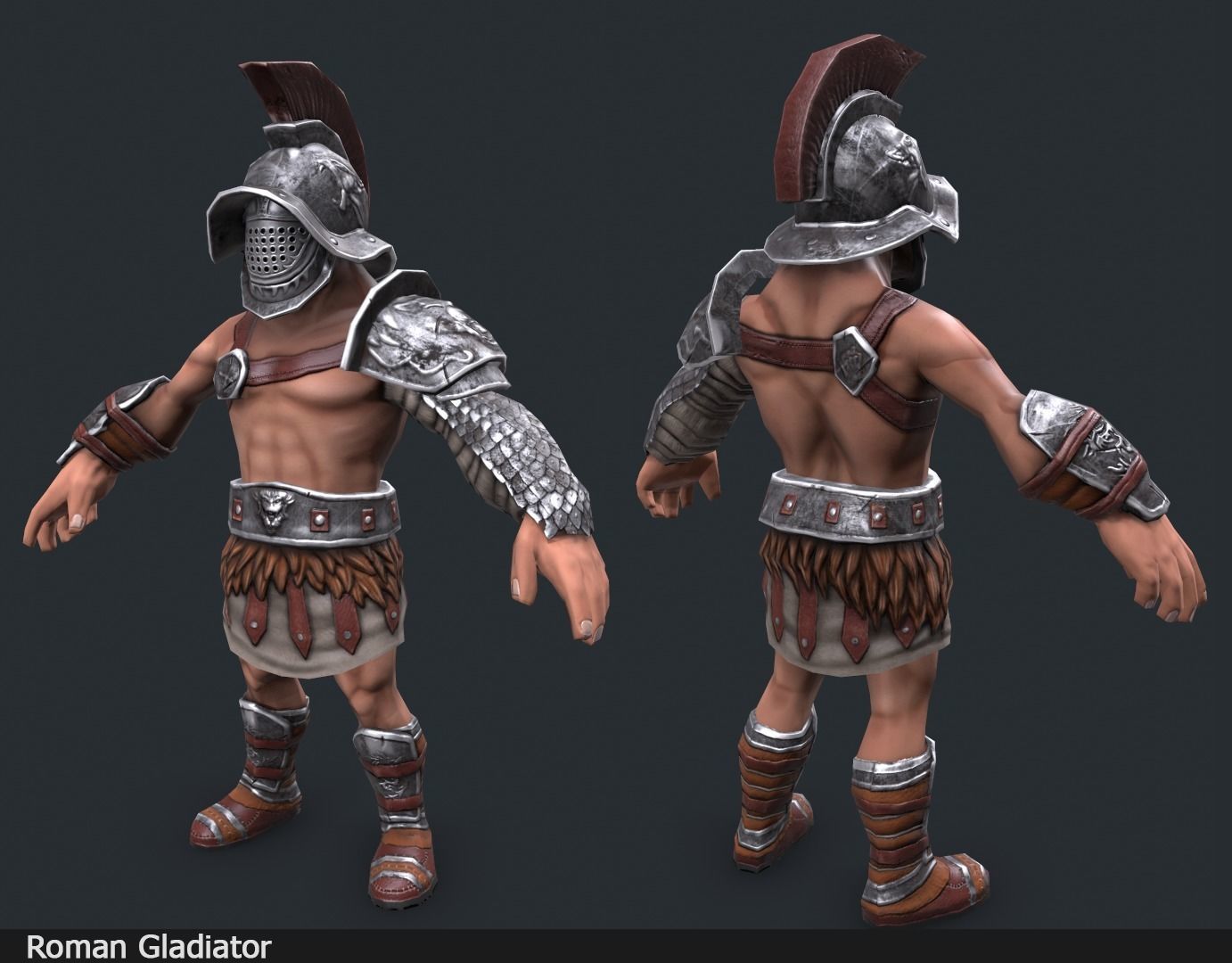 Lowpoly Gladiators spartan warrior in armor Low-poly 3D model_5