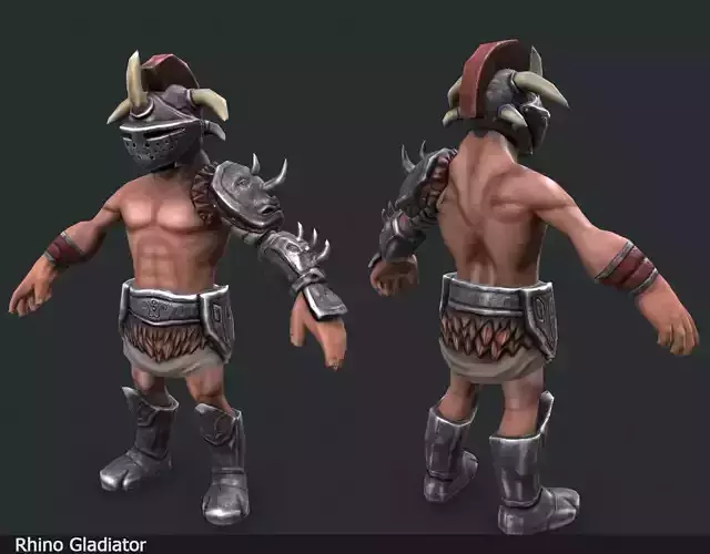 Lowpoly Gladiators spartan warrior in armor Low-poly 3D model