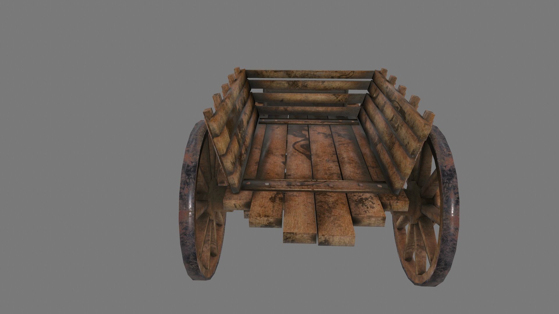 Wooden Cart Low-poly 3D model_11
