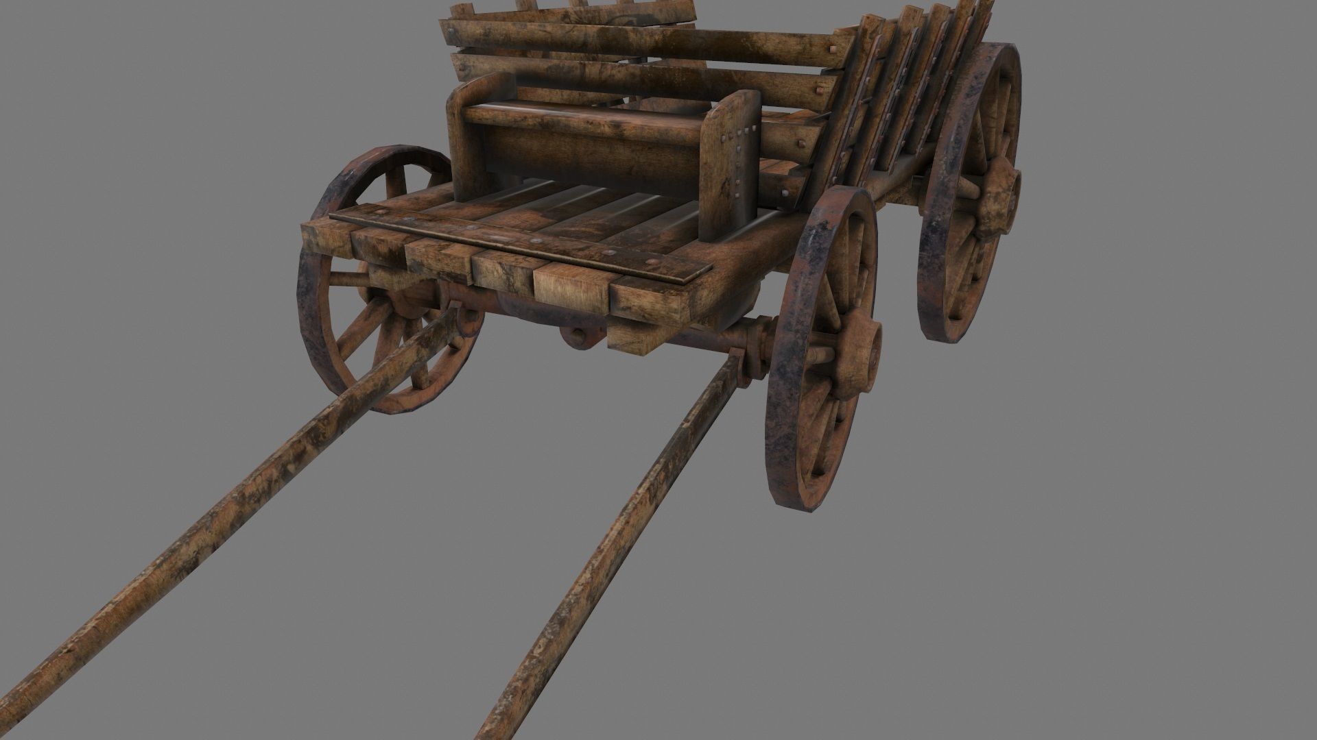 Wooden Cart Low-poly 3D model_18