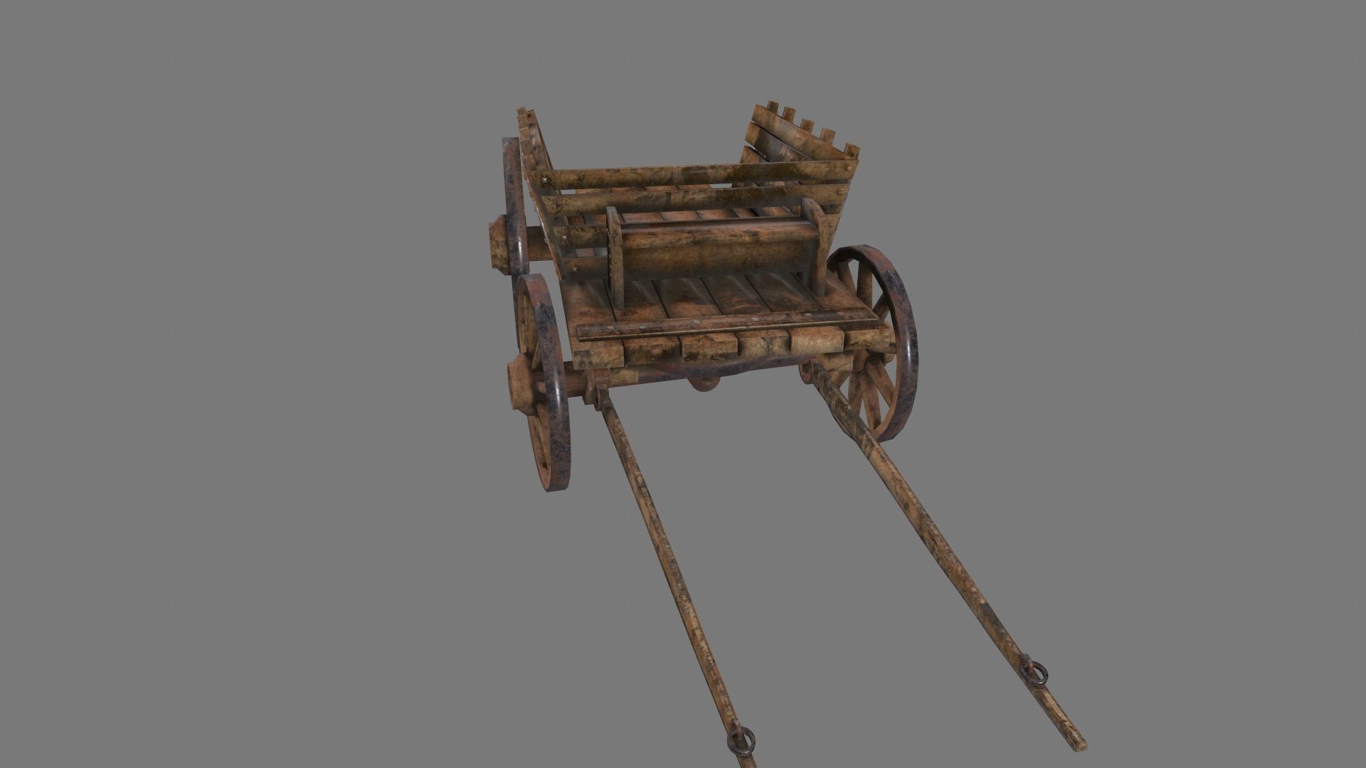 Wooden Cart Low-poly 3D model_5