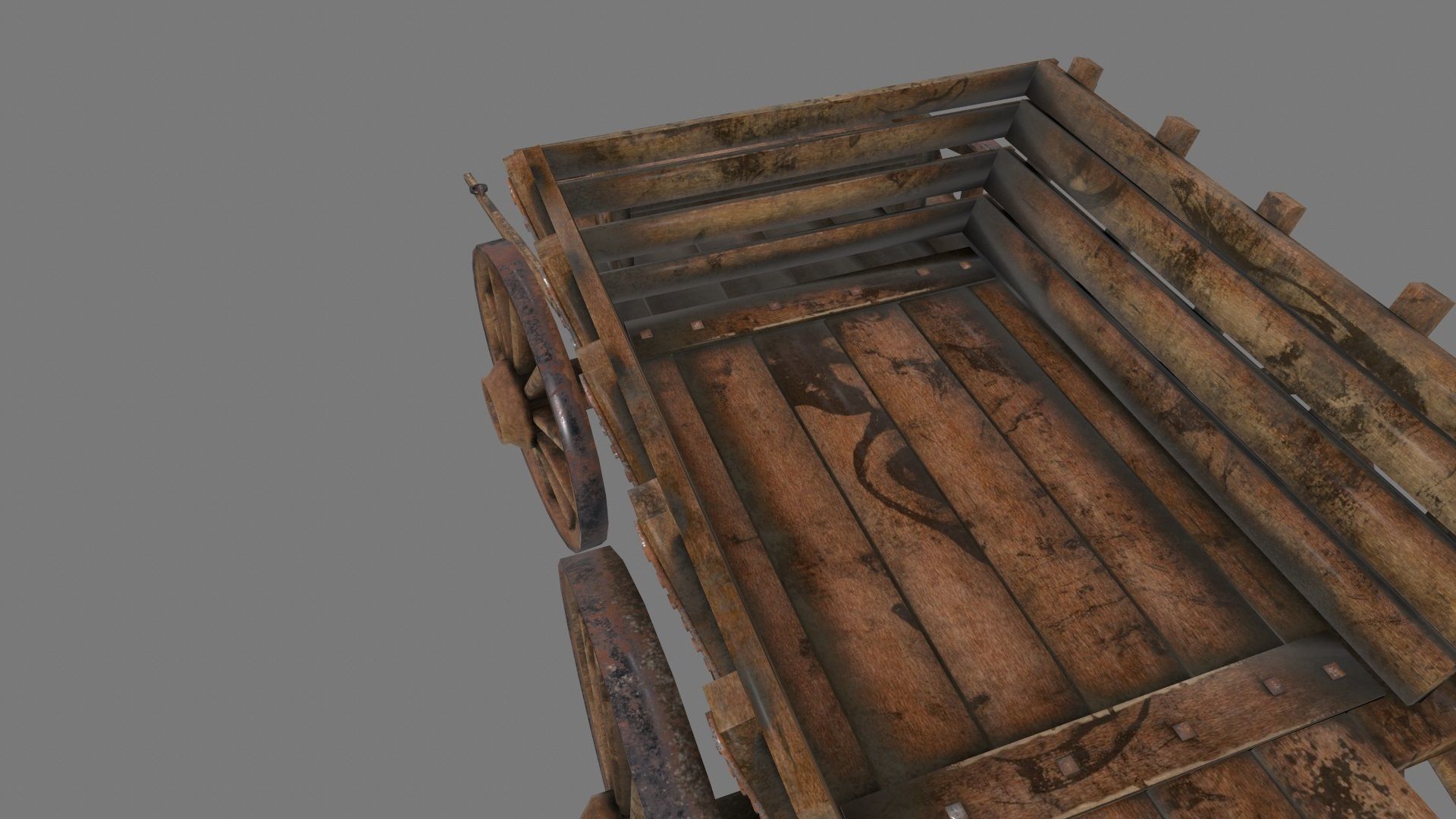 Wooden Cart Low-poly 3D model_17