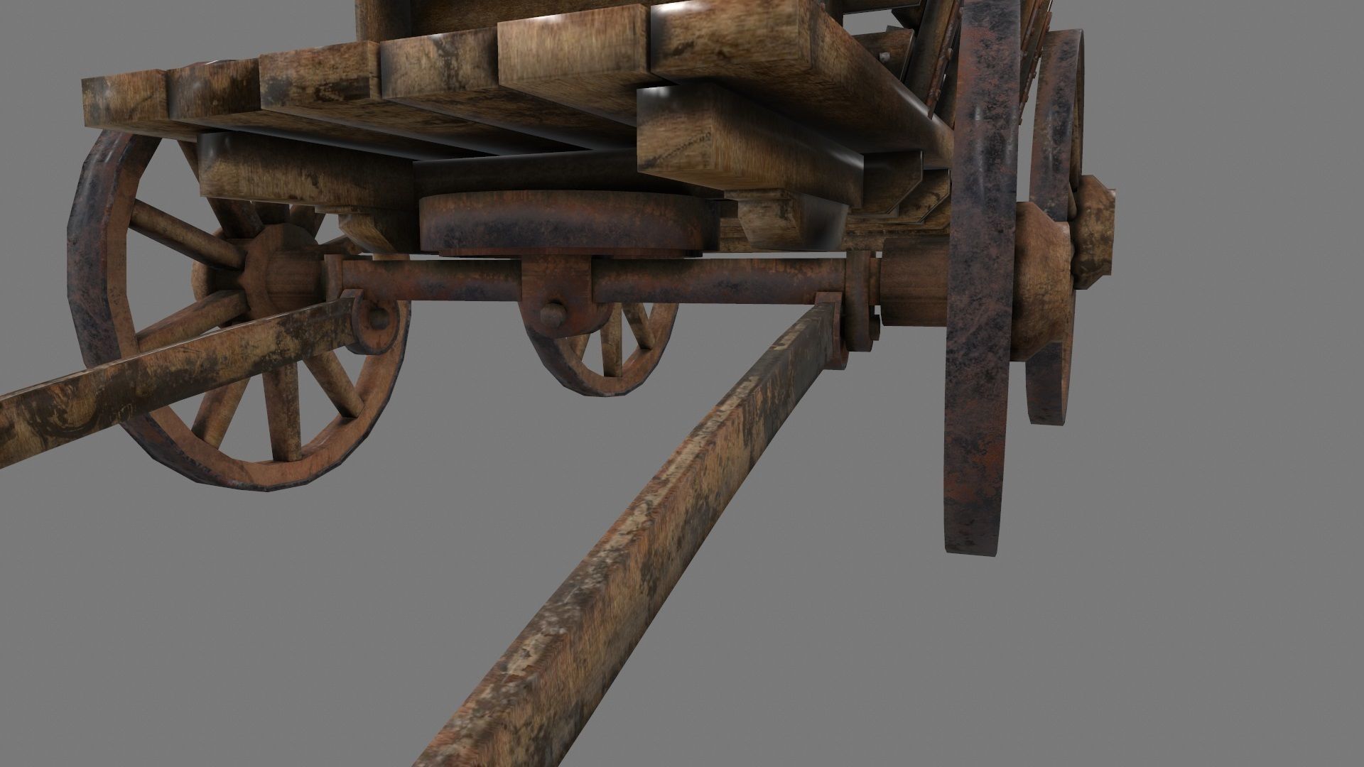 Wooden Cart Low-poly 3D model_19