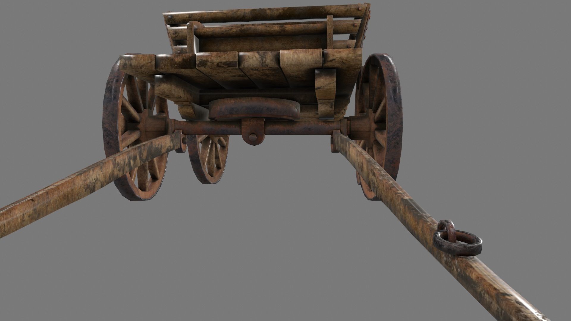 Wooden Cart Low-poly 3D model_16