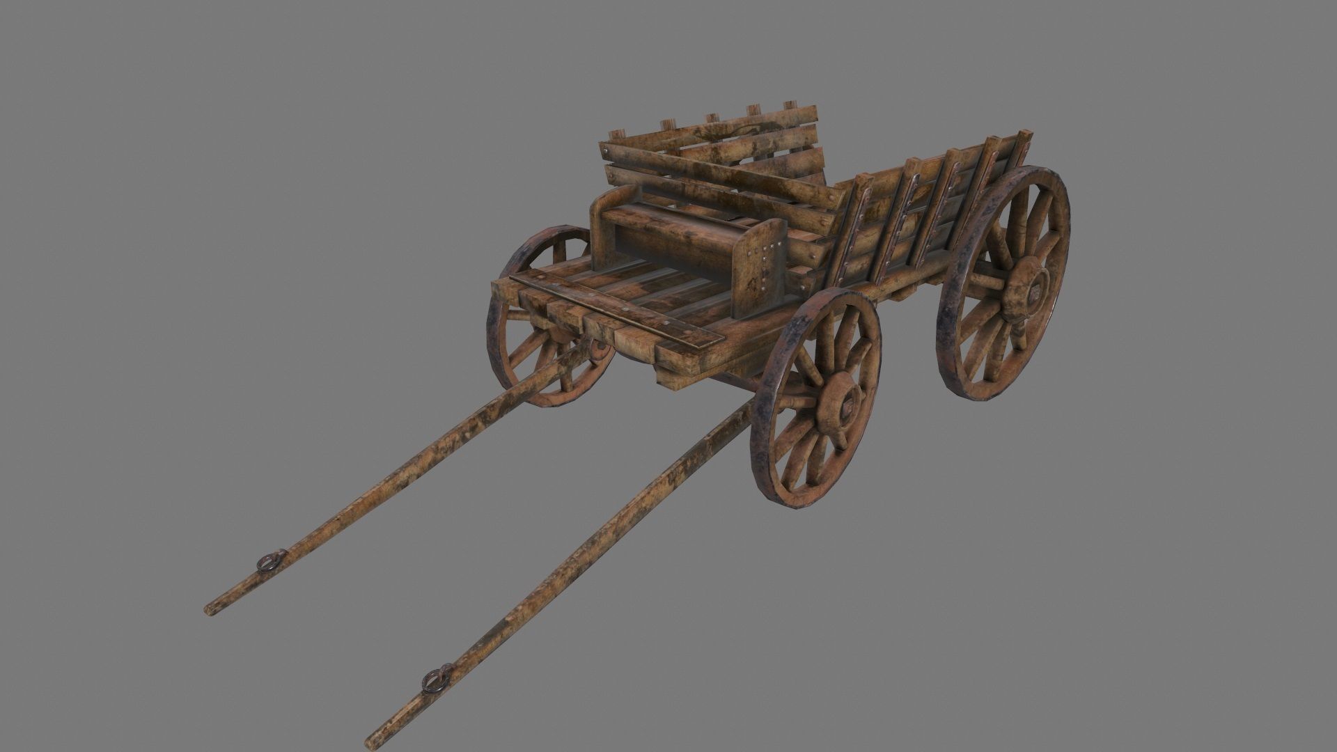 Wooden Cart Low-poly 3D model_3