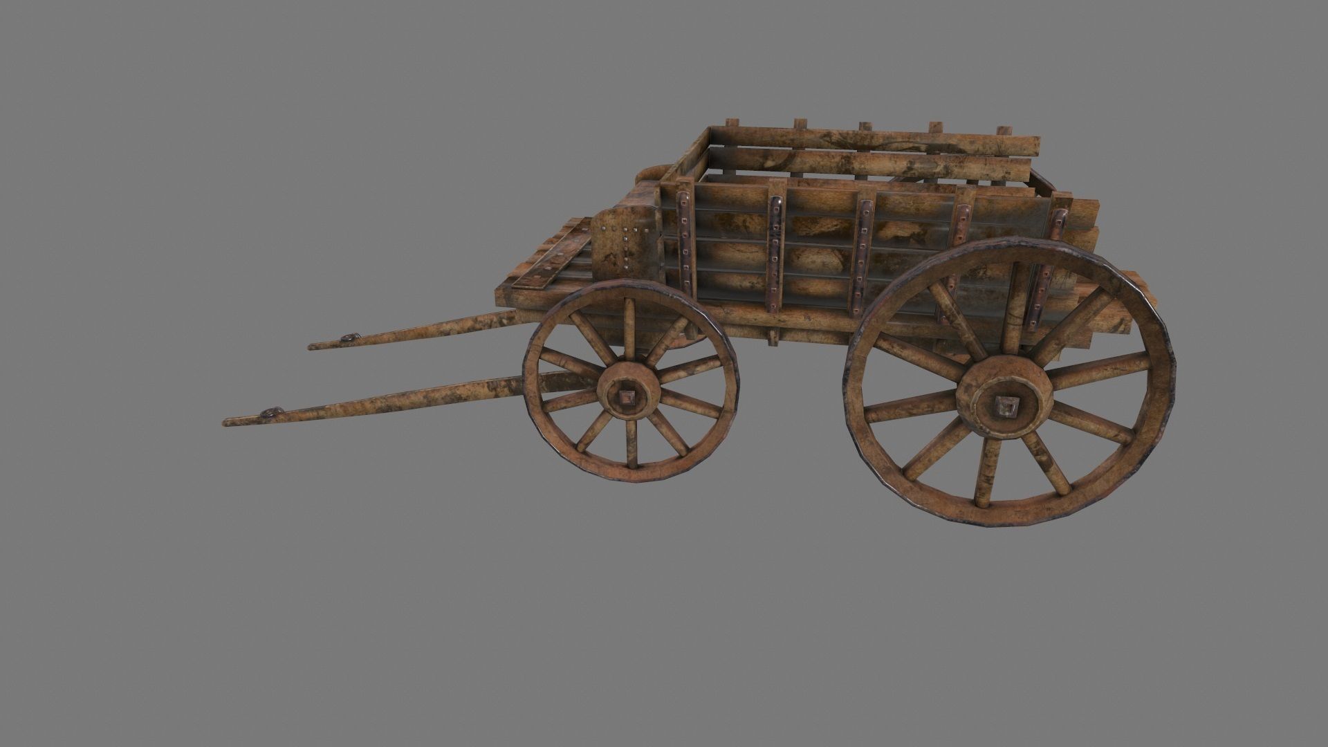 Wooden Cart Low-poly 3D model_14