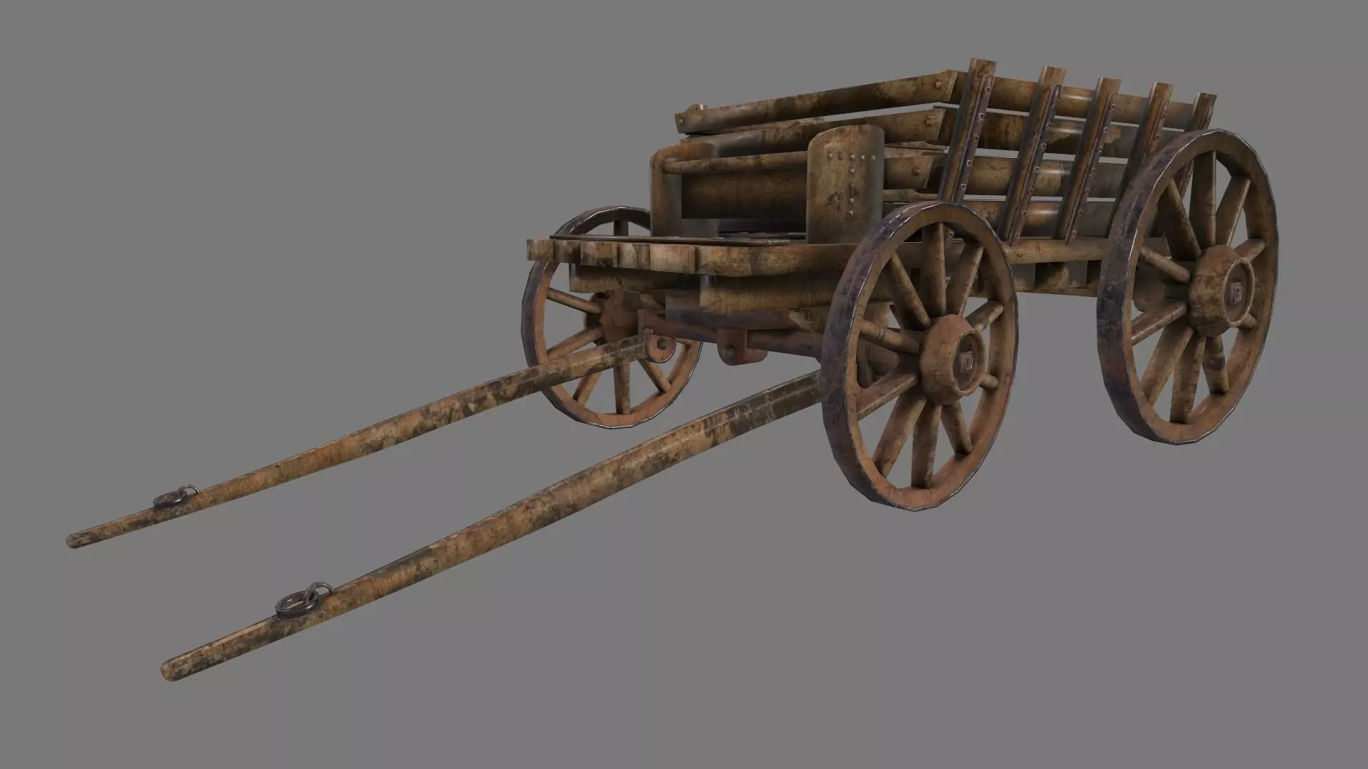 Wooden Cart Low-poly 3D model_0
