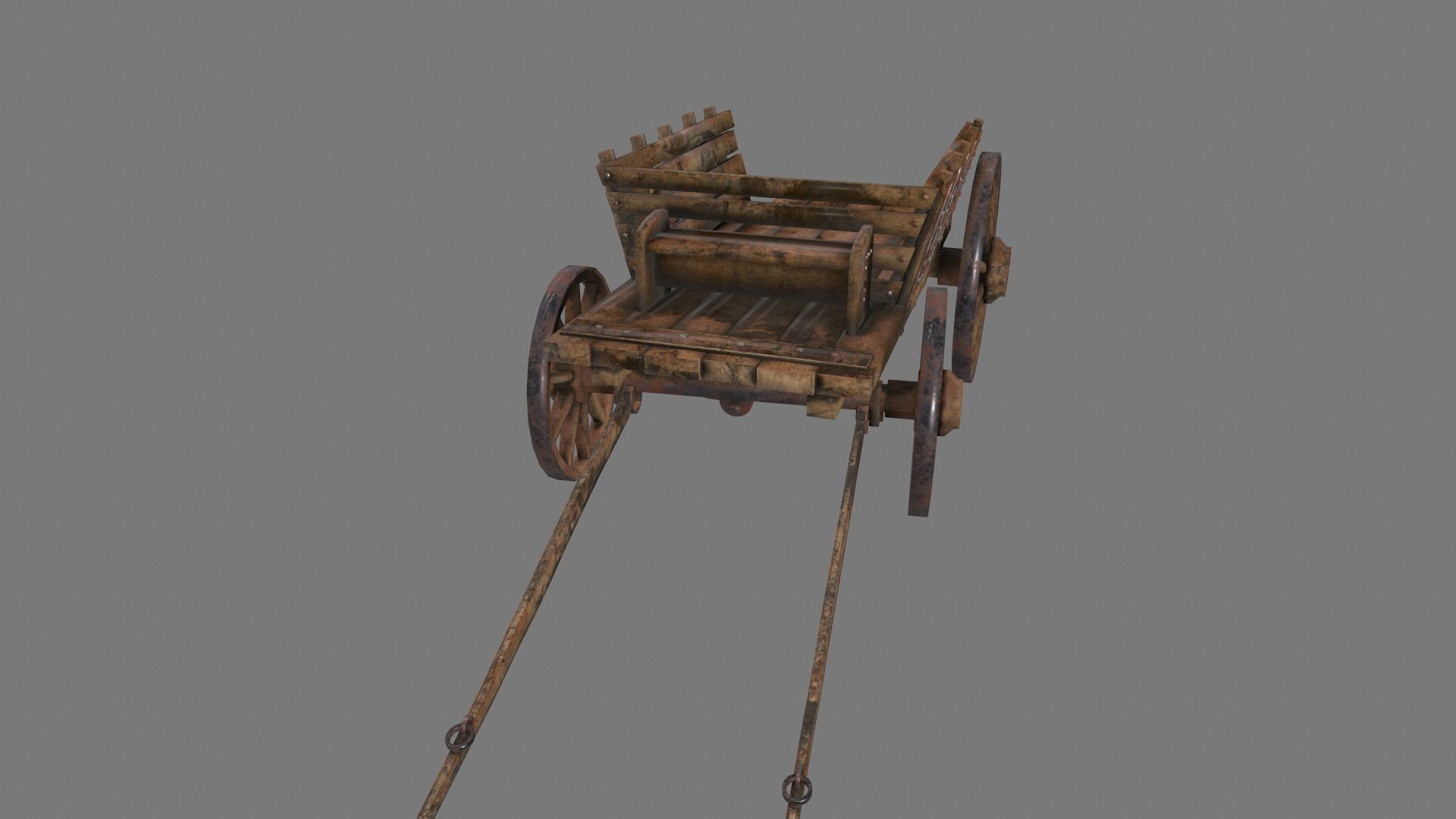 Wooden Cart Low-poly 3D model_4