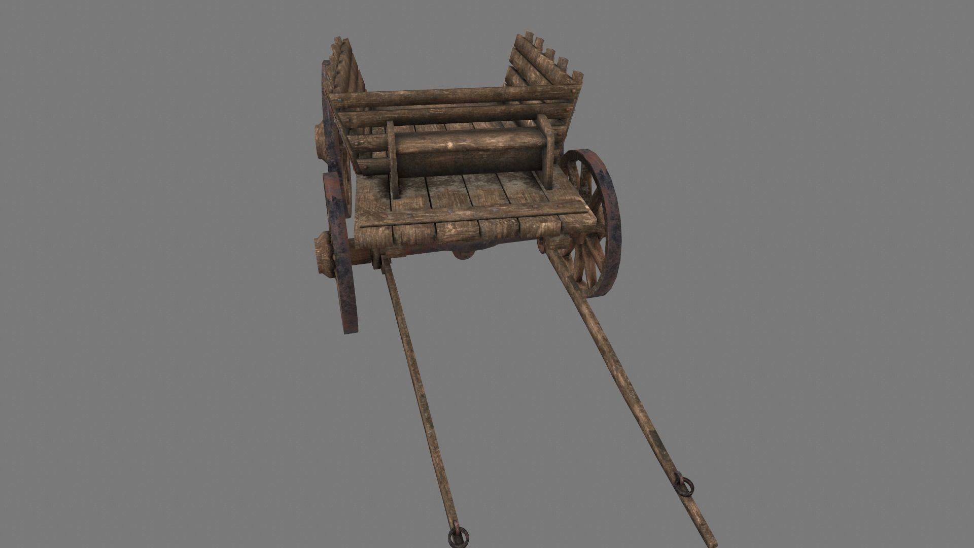 Wooden Cart Low-poly 3D model_4