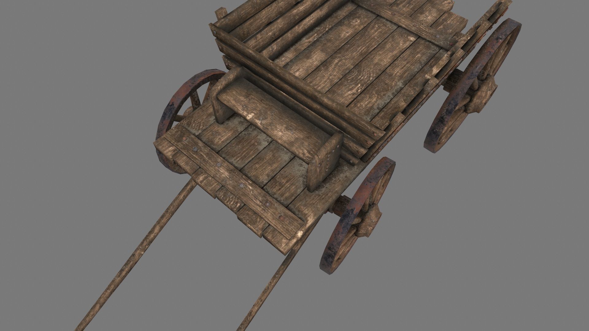 Wooden Cart Low-poly 3D model_19