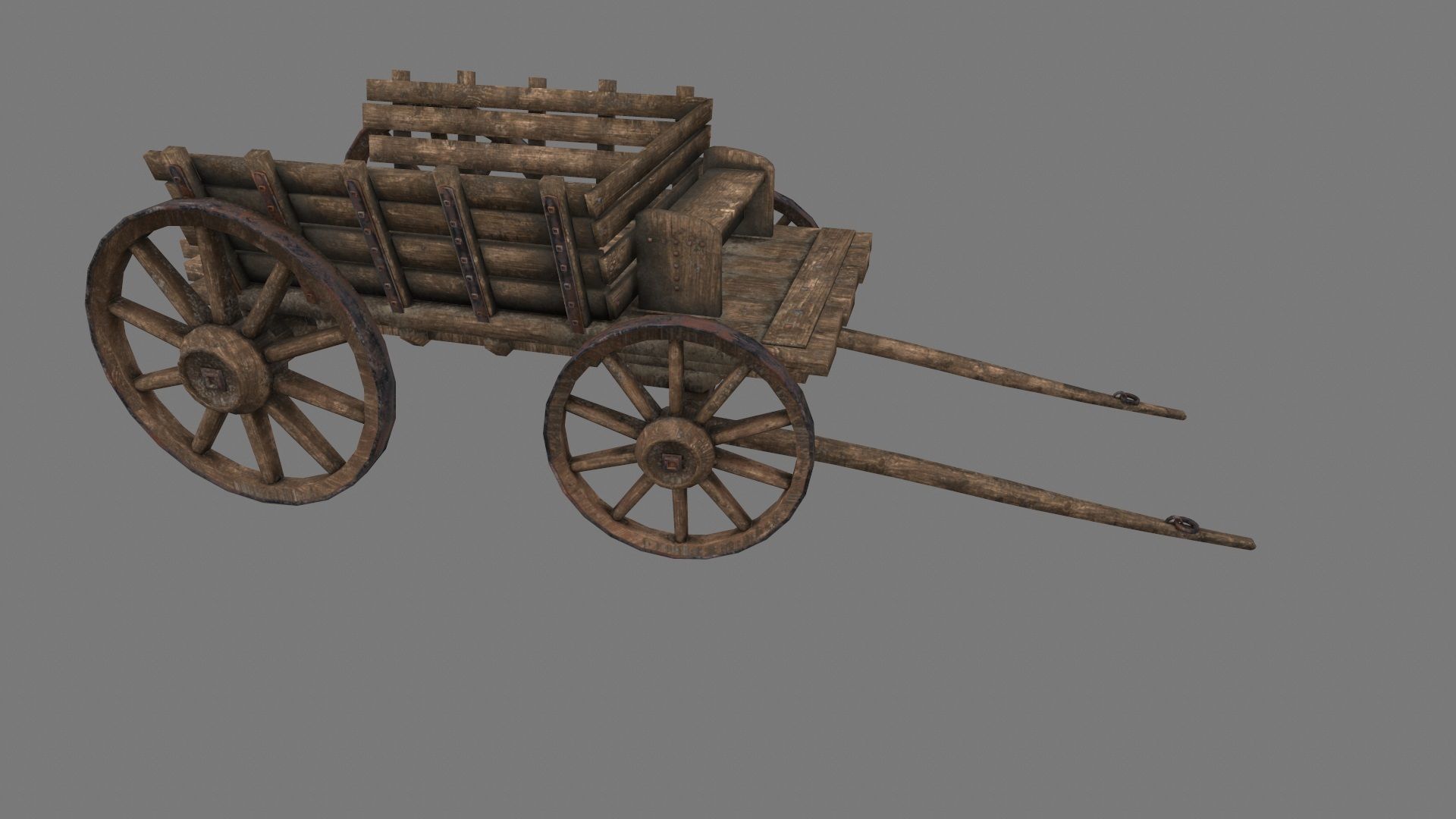 Wooden Cart Low-poly 3D model_6