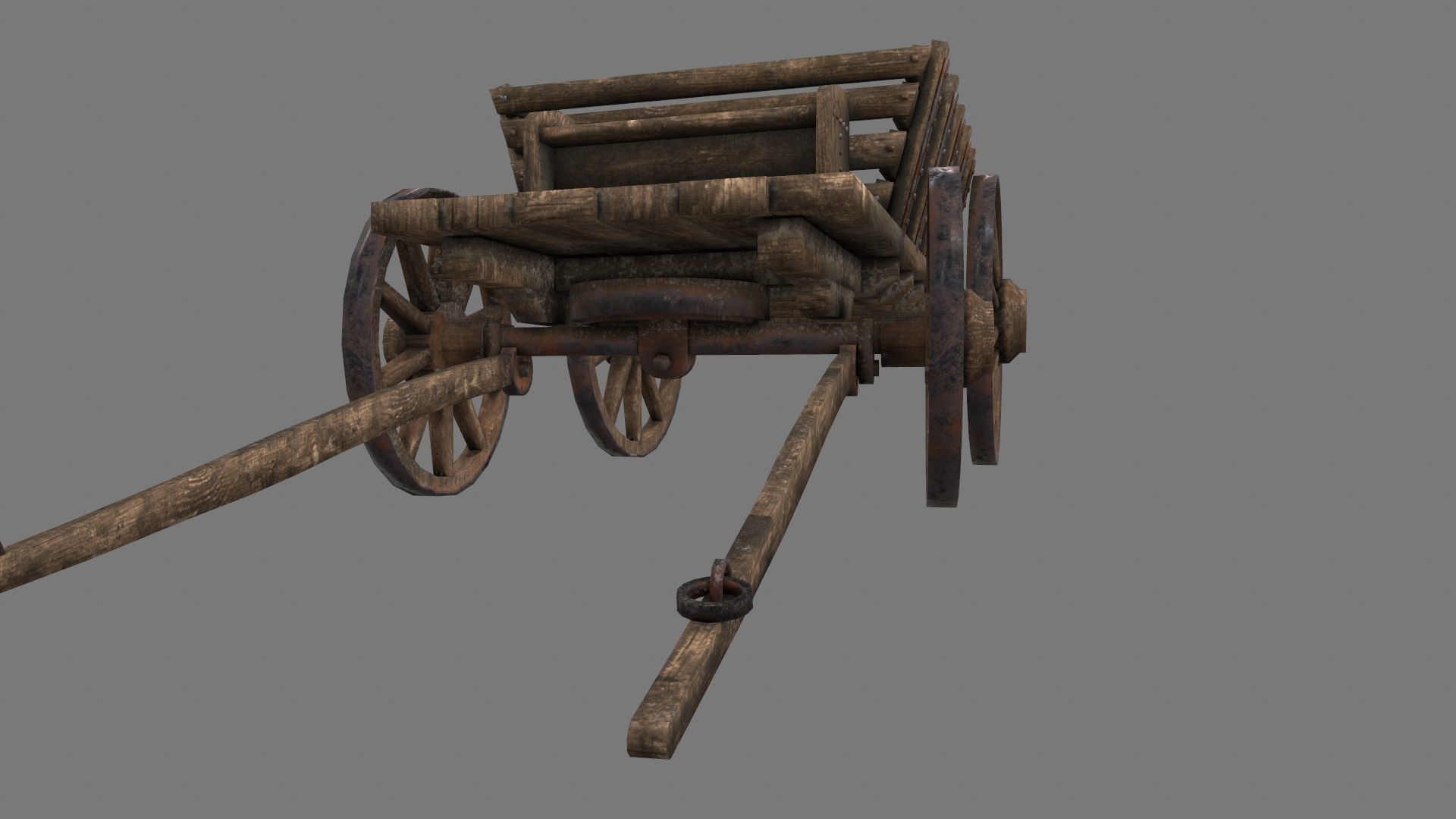 Wooden Cart Low-poly 3D model_18