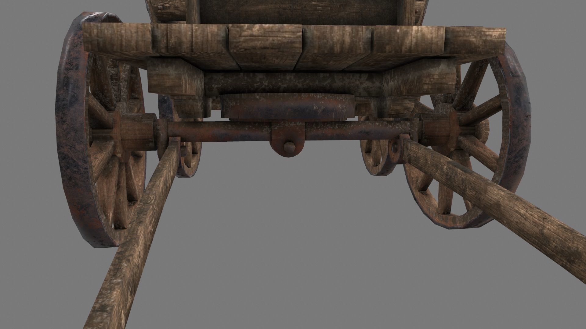 Wooden Cart Low-poly 3D model_16