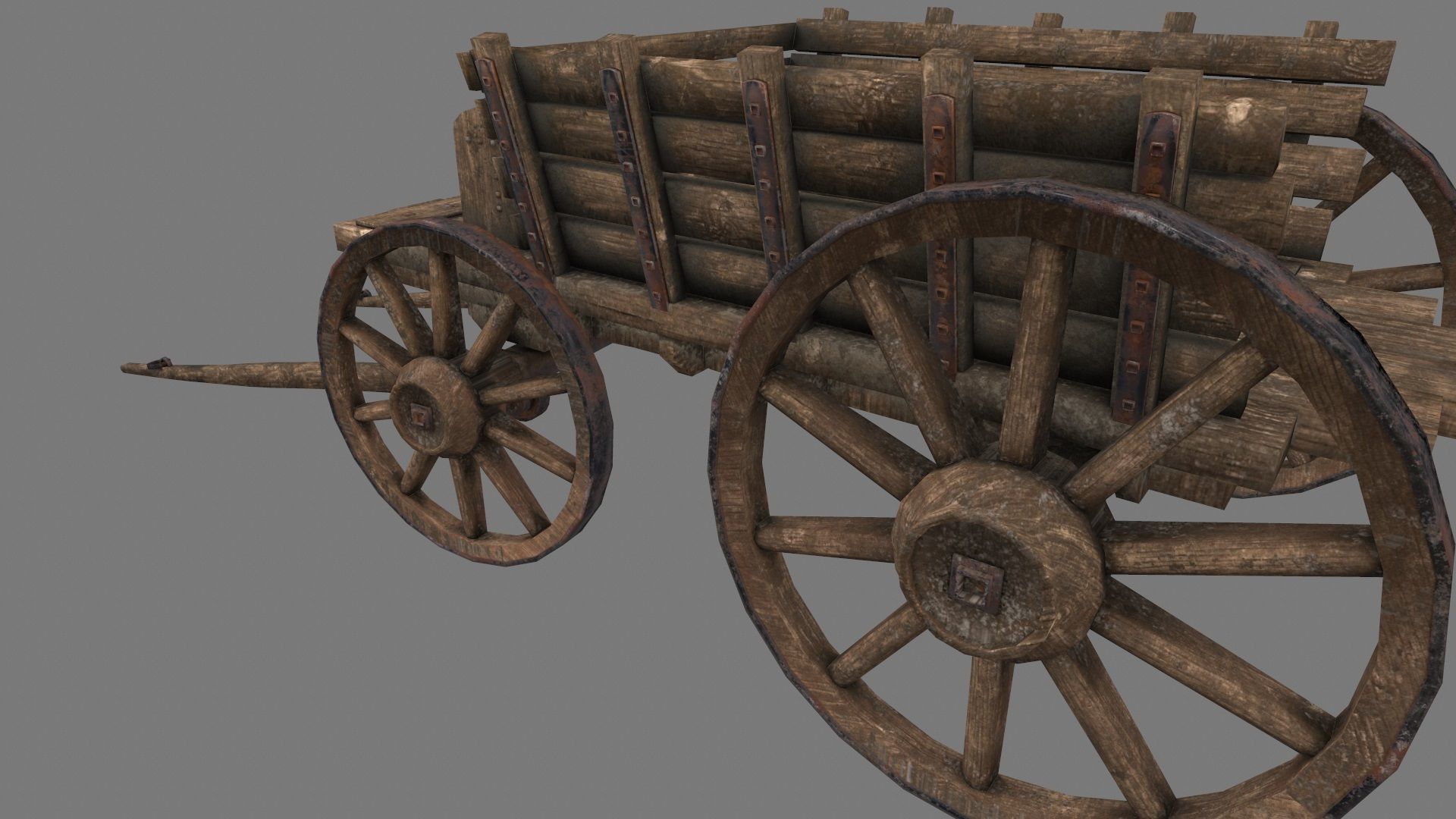 Wooden Cart Low-poly 3D model_14