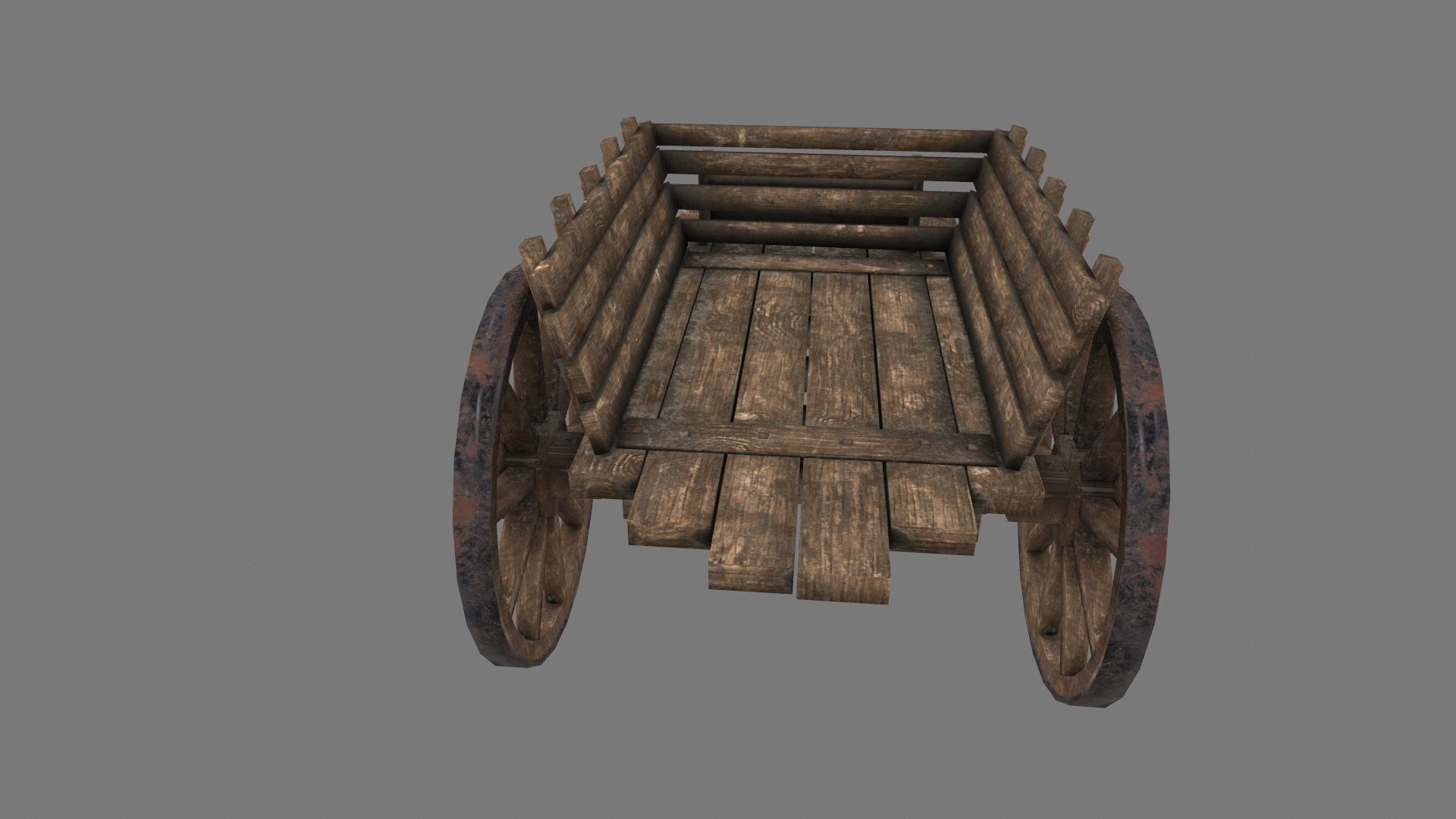 Wooden Cart Low-poly 3D model_10