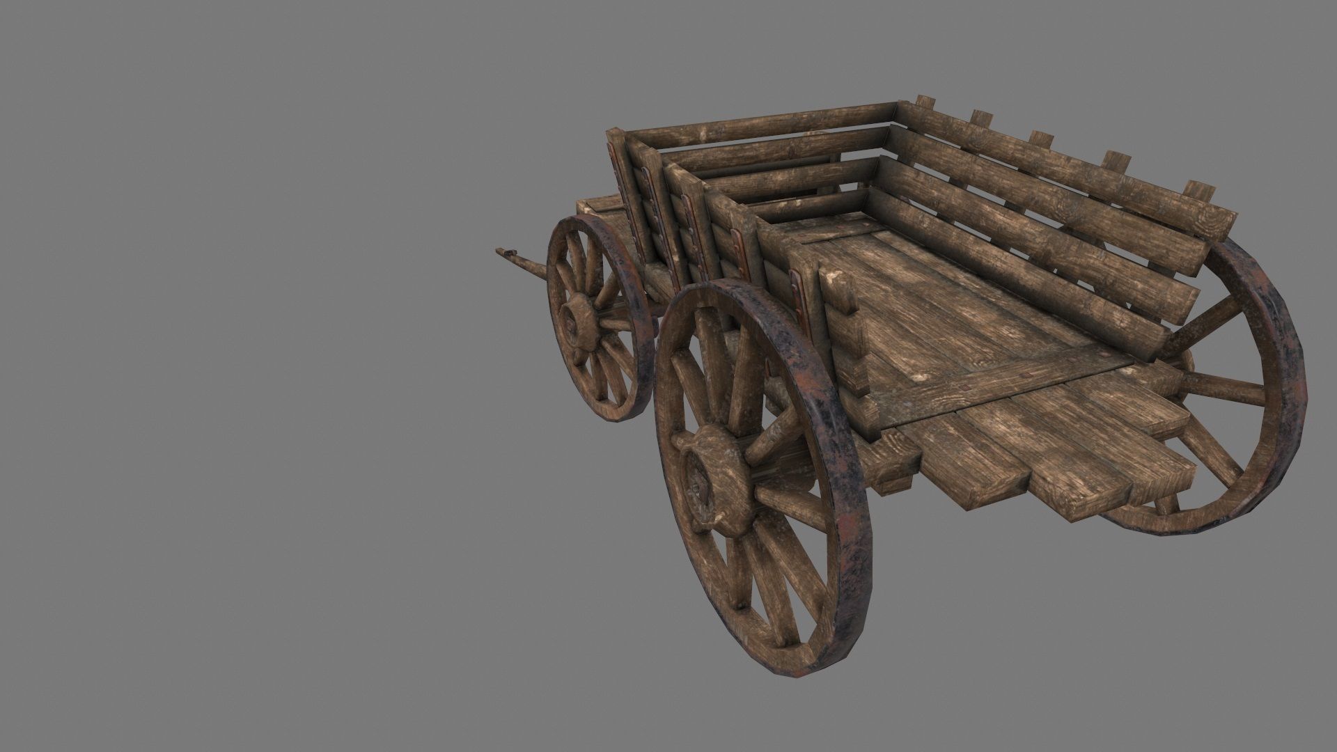 Wooden Cart Low-poly 3D model_11