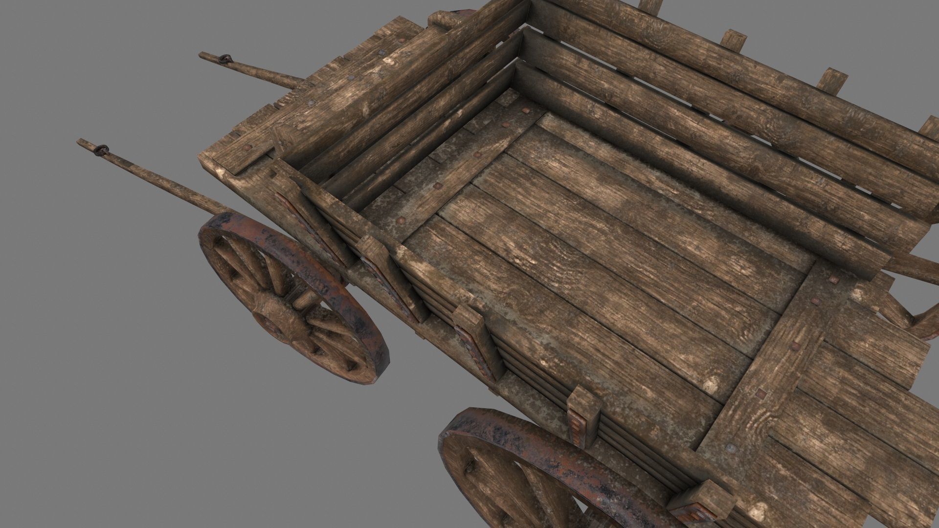 Wooden Cart Low-poly 3D model_15