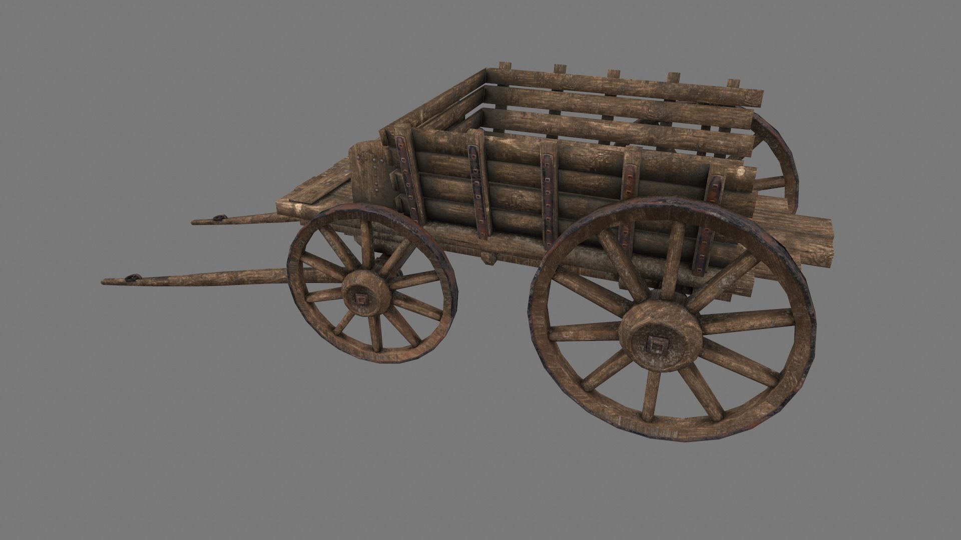 Wooden Cart Low-poly 3D model_13