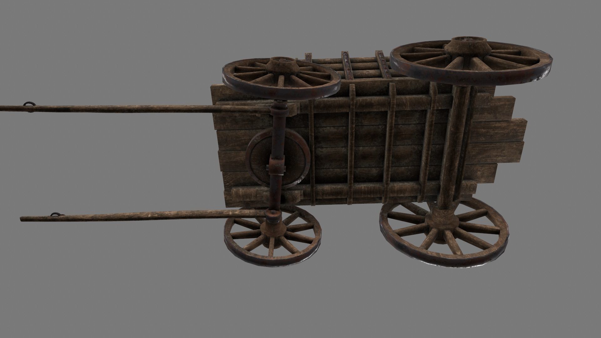 Wooden Cart Low-poly 3D model_17