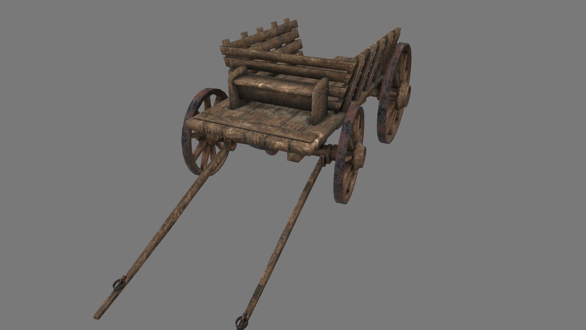 Wooden Cart Low-poly 3D model_3