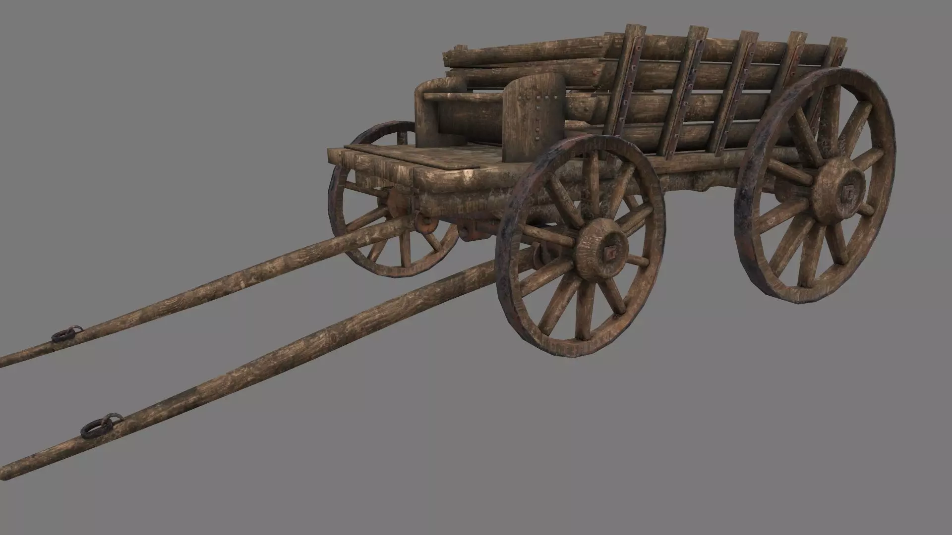 Wooden Cart Low-poly 3D model_0