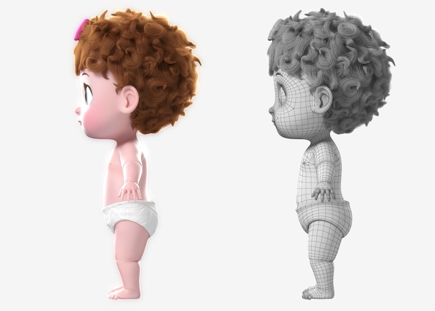 Cartoon Baby Twin NoRig 3D model_3