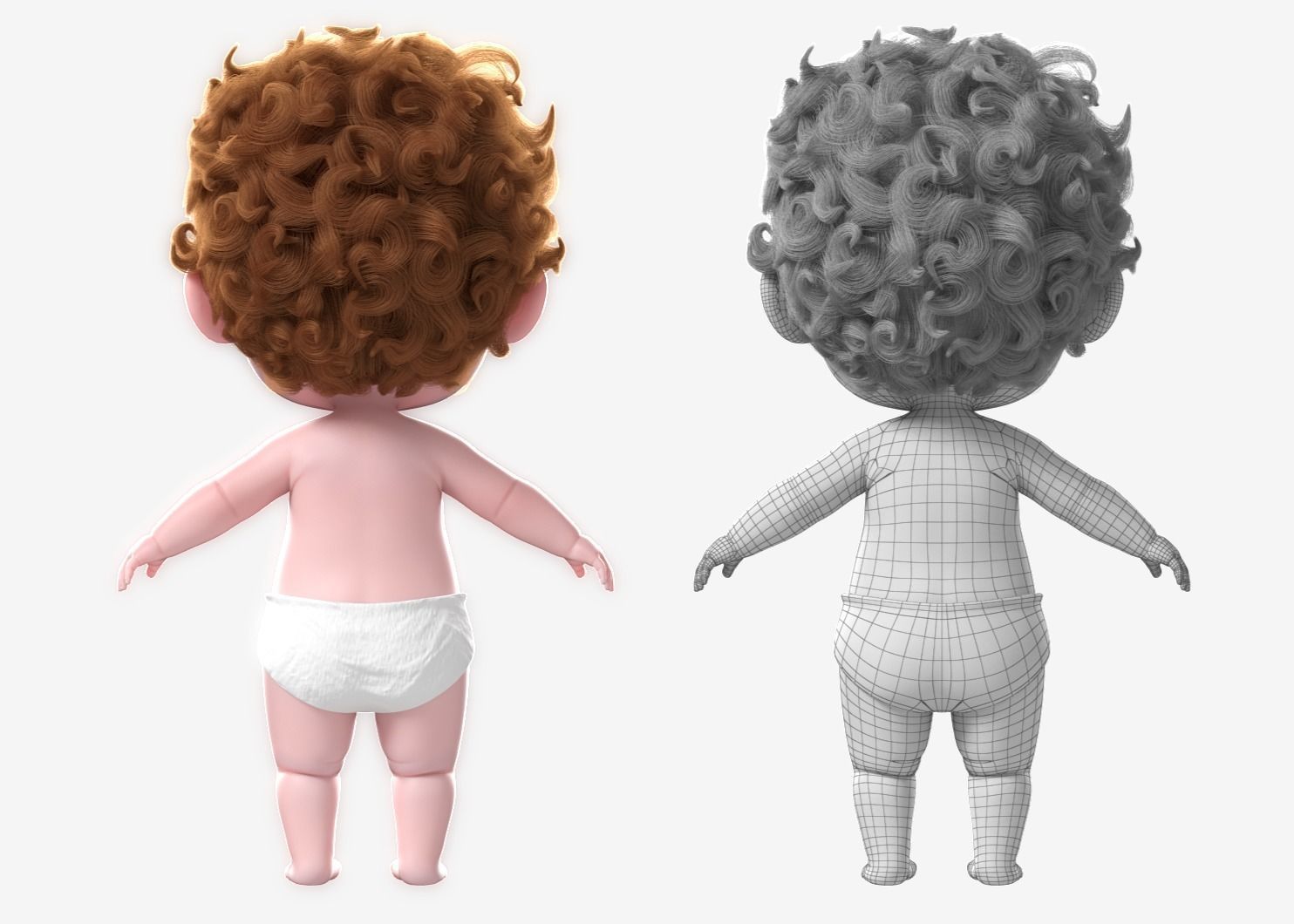 Cartoon Baby Twin NoRig 3D model_4