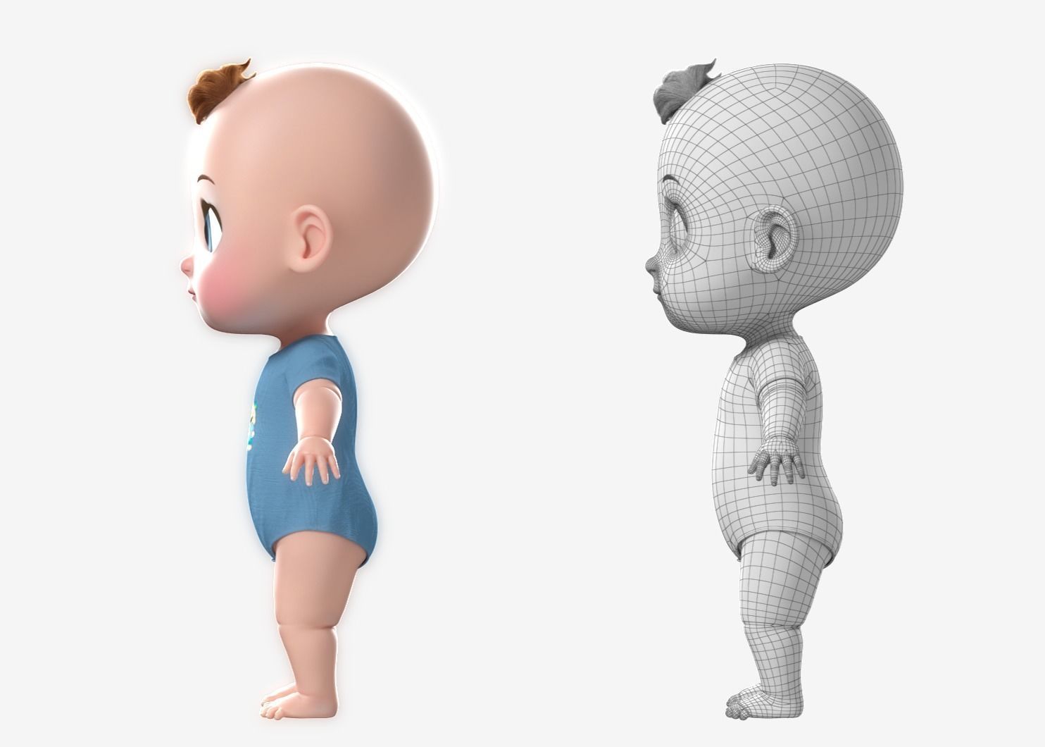 Cartoon Baby Twin NoRig 3D model_14