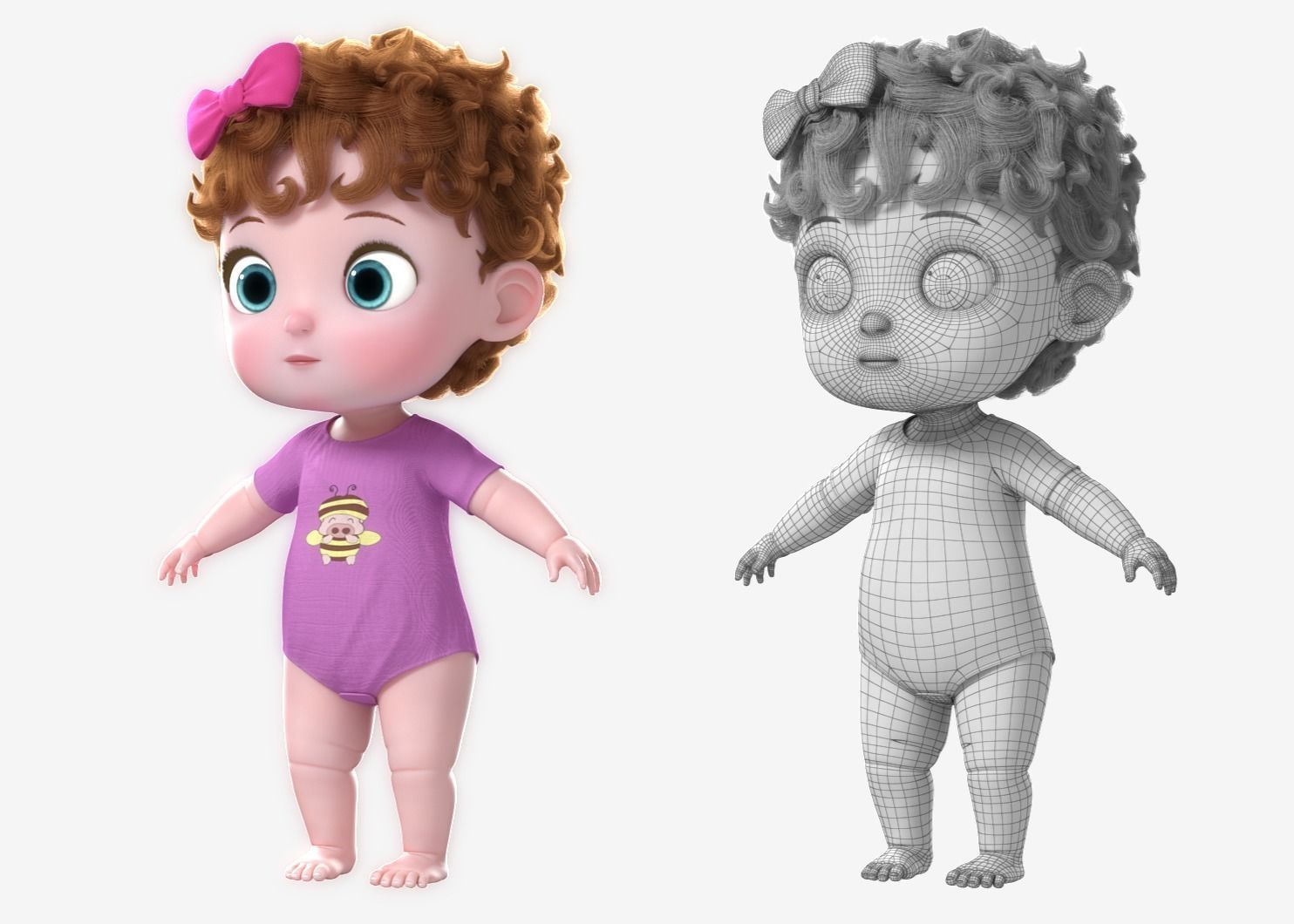Cartoon Baby Twin NoRig 3D model_6