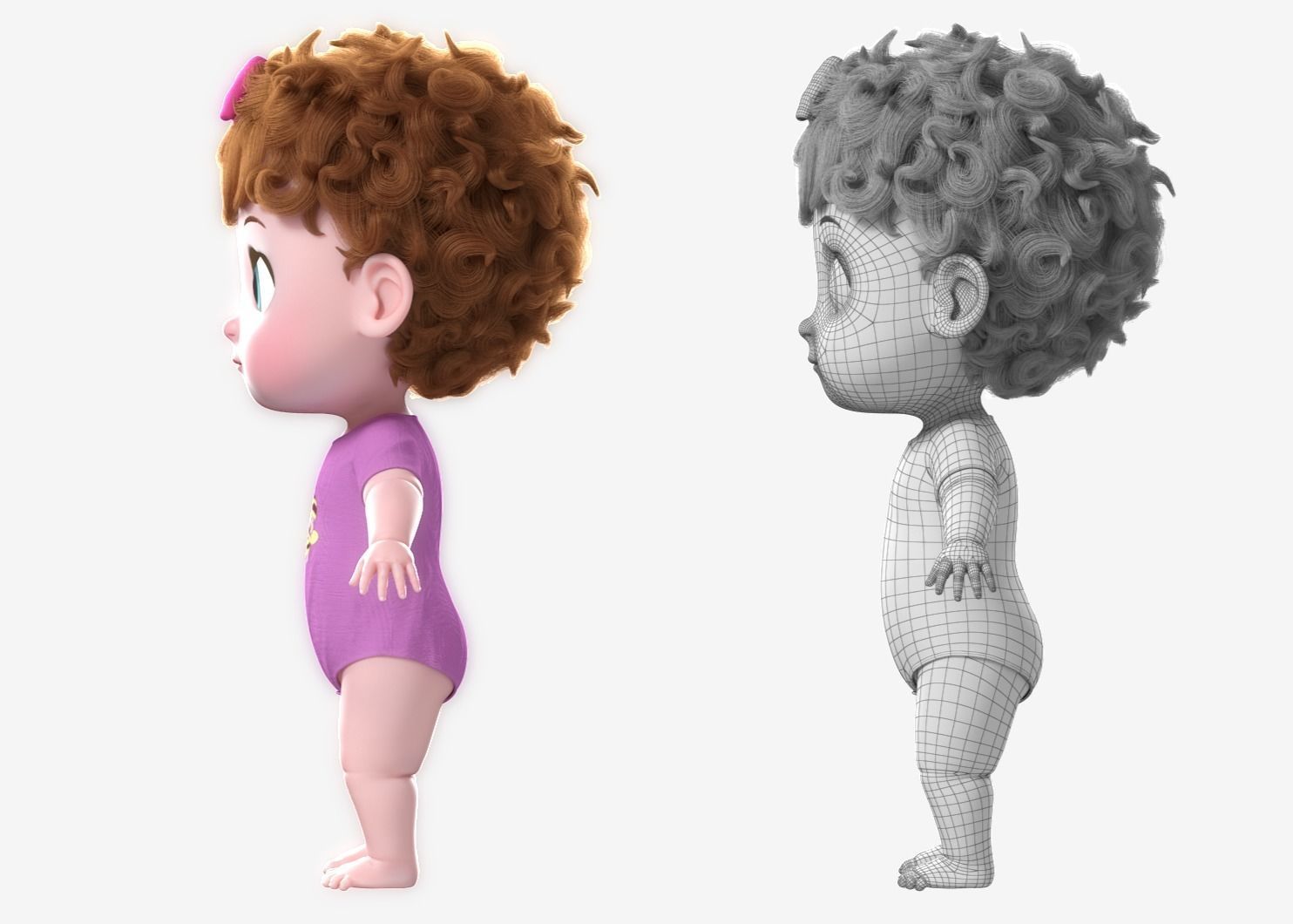 Cartoon Baby Twin NoRig 3D model_8