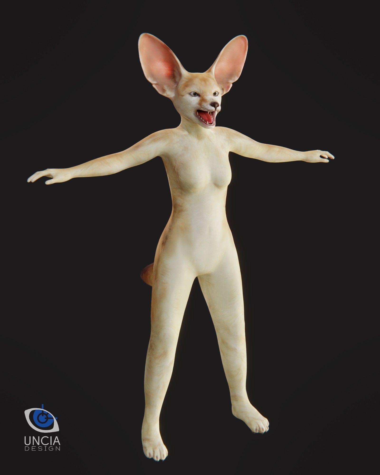 Anthropomorphic Fennec Fox Base Model Low-poly 3D model_2