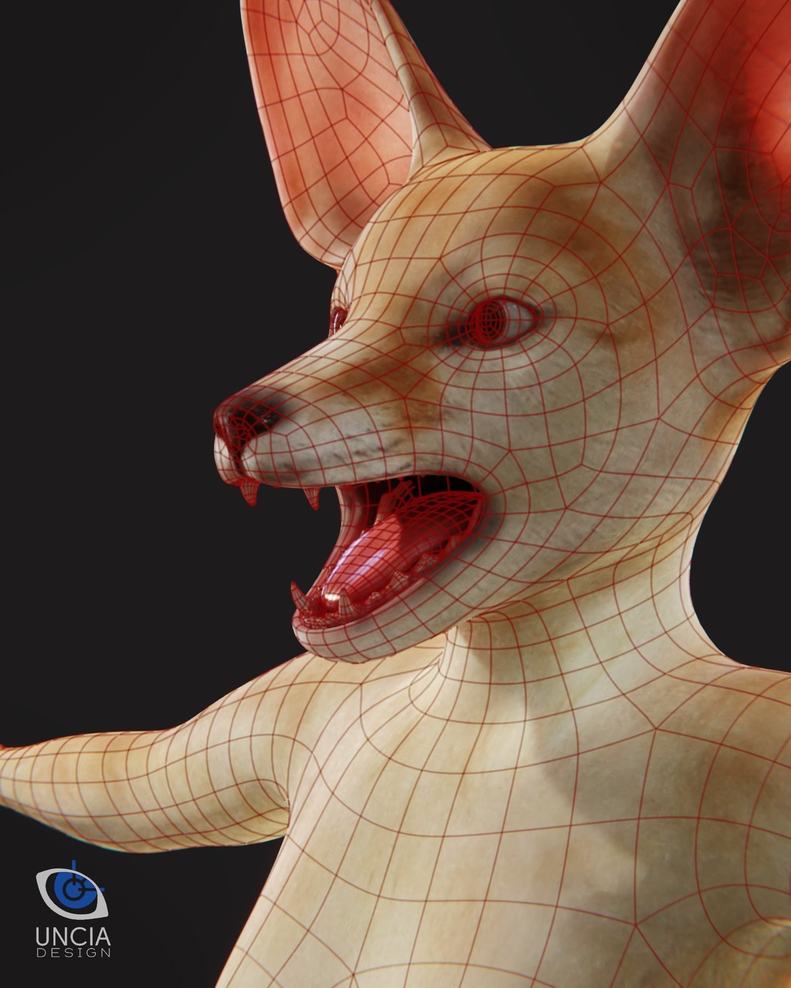 Anthropomorphic Fennec Fox Base Model Low-poly 3D model_3