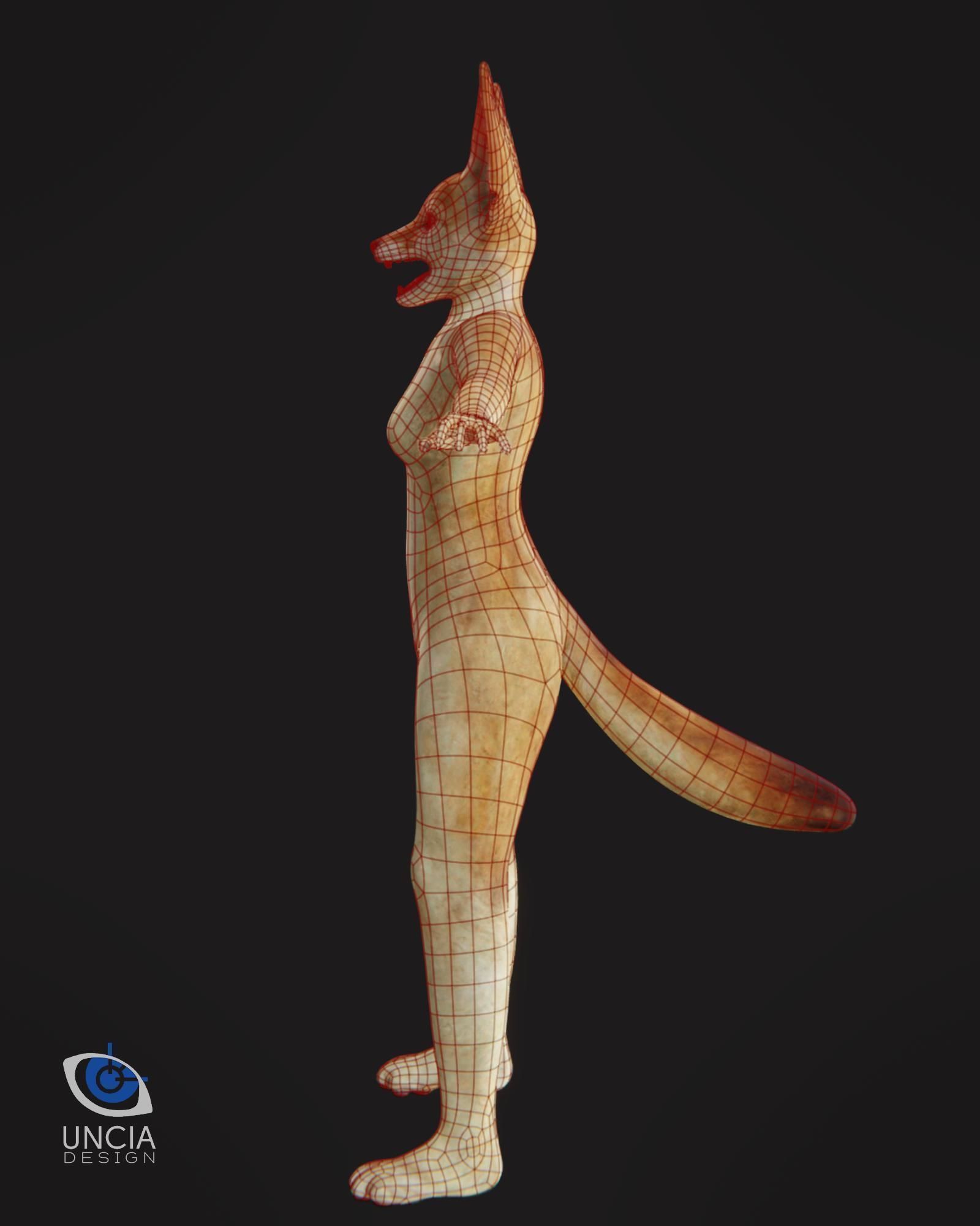 Anthropomorphic Fennec Fox Base Model Low-poly 3D model_5