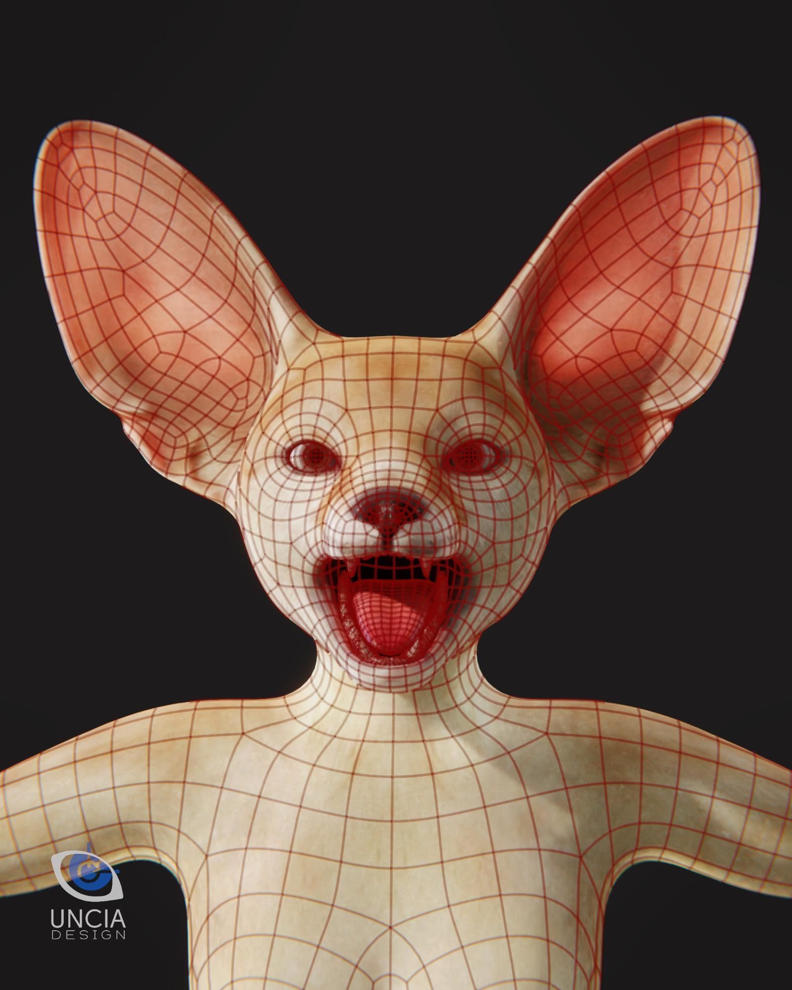 Anthropomorphic Fennec Fox Base Model Low-poly 3D model_6