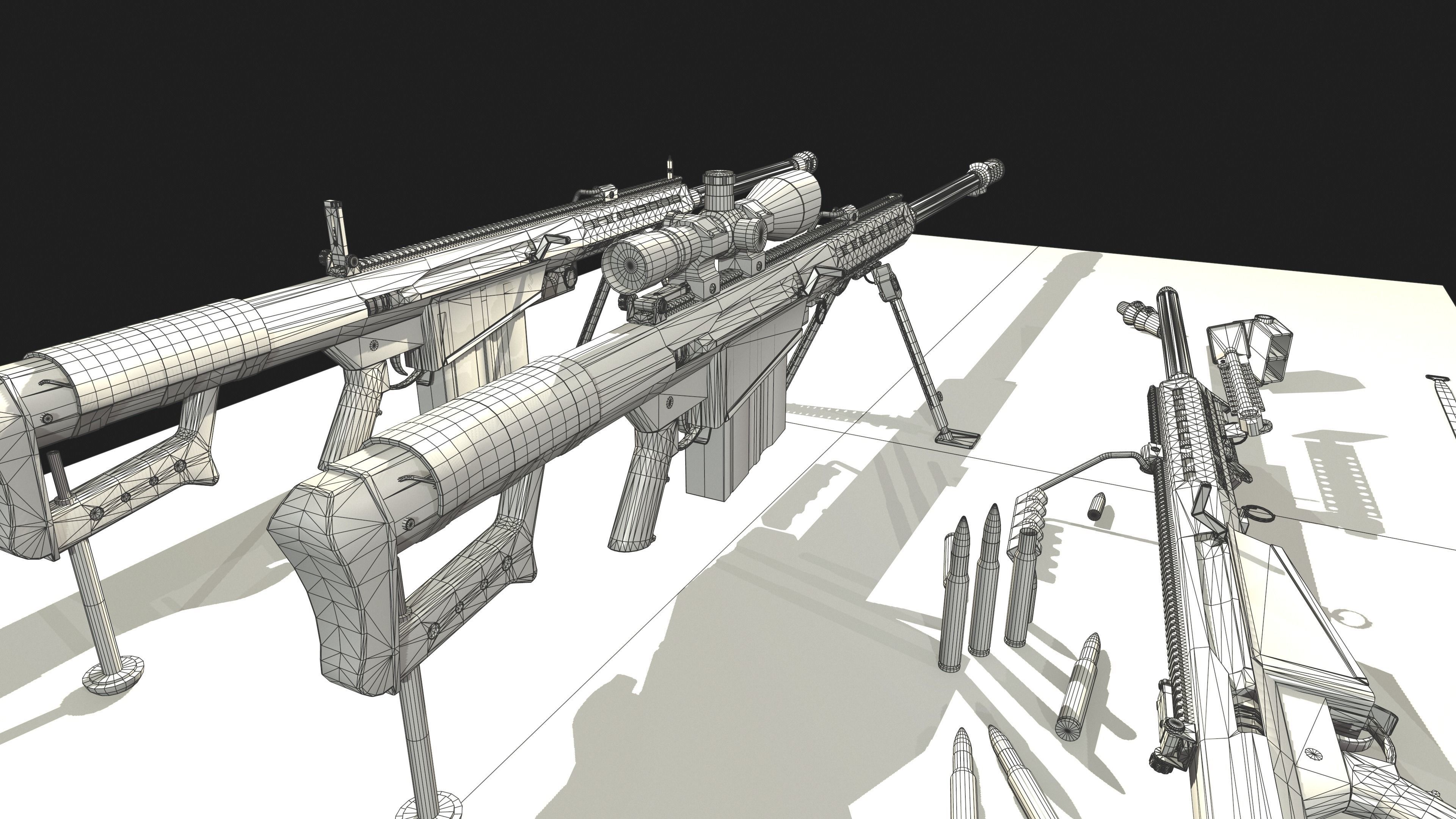 Barrett M82A1 Low-poly 3D model_20