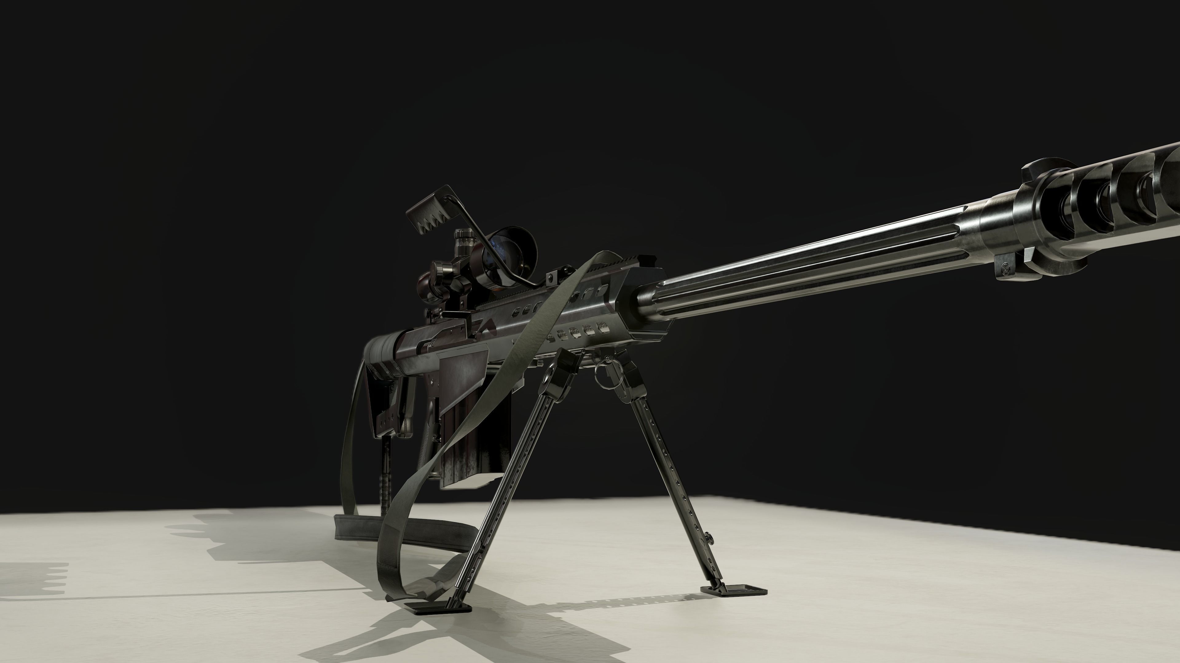 Barrett M82A1 Low-poly 3D model_1