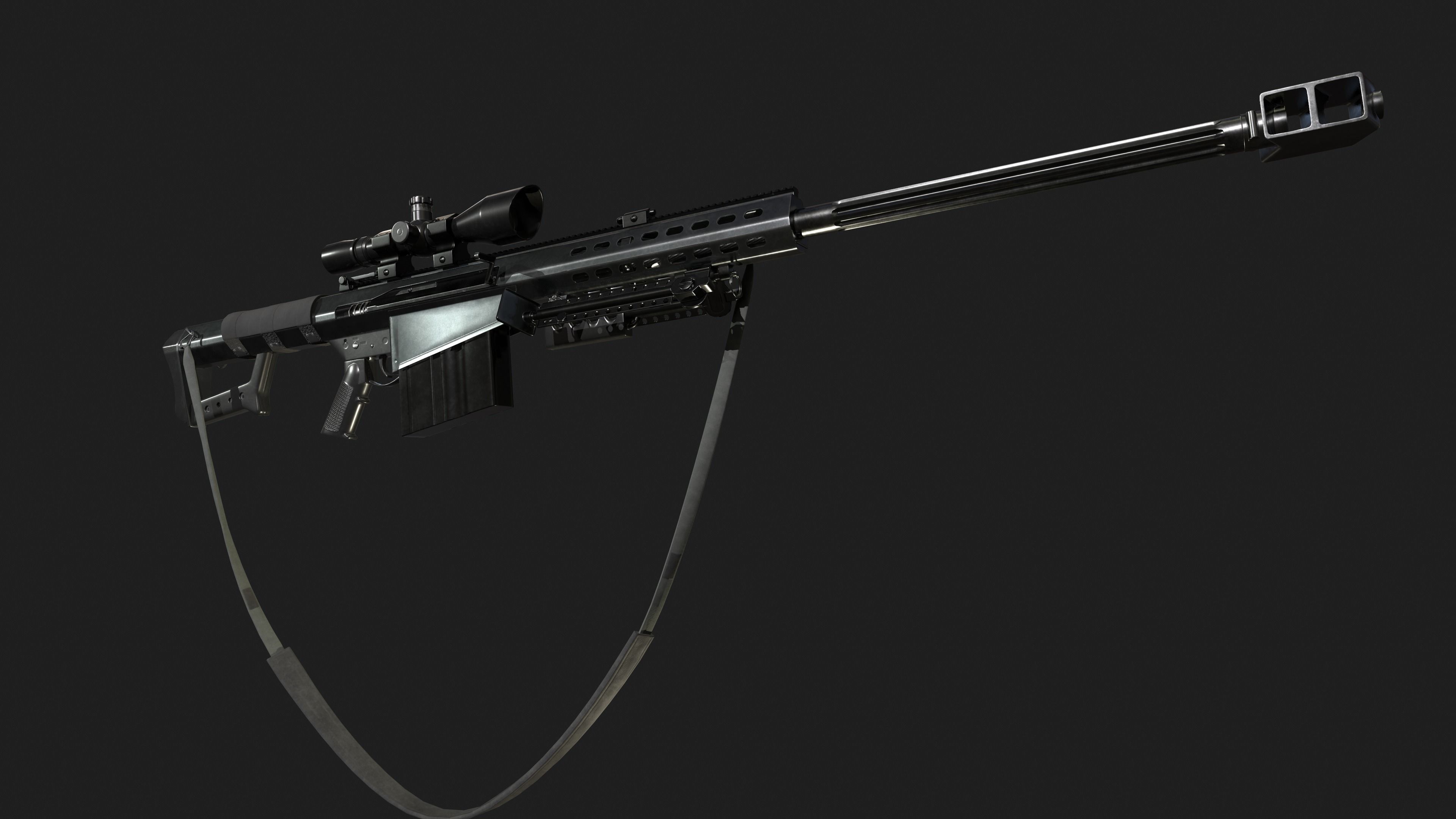 Barrett M82A1 Low-poly 3D model_15