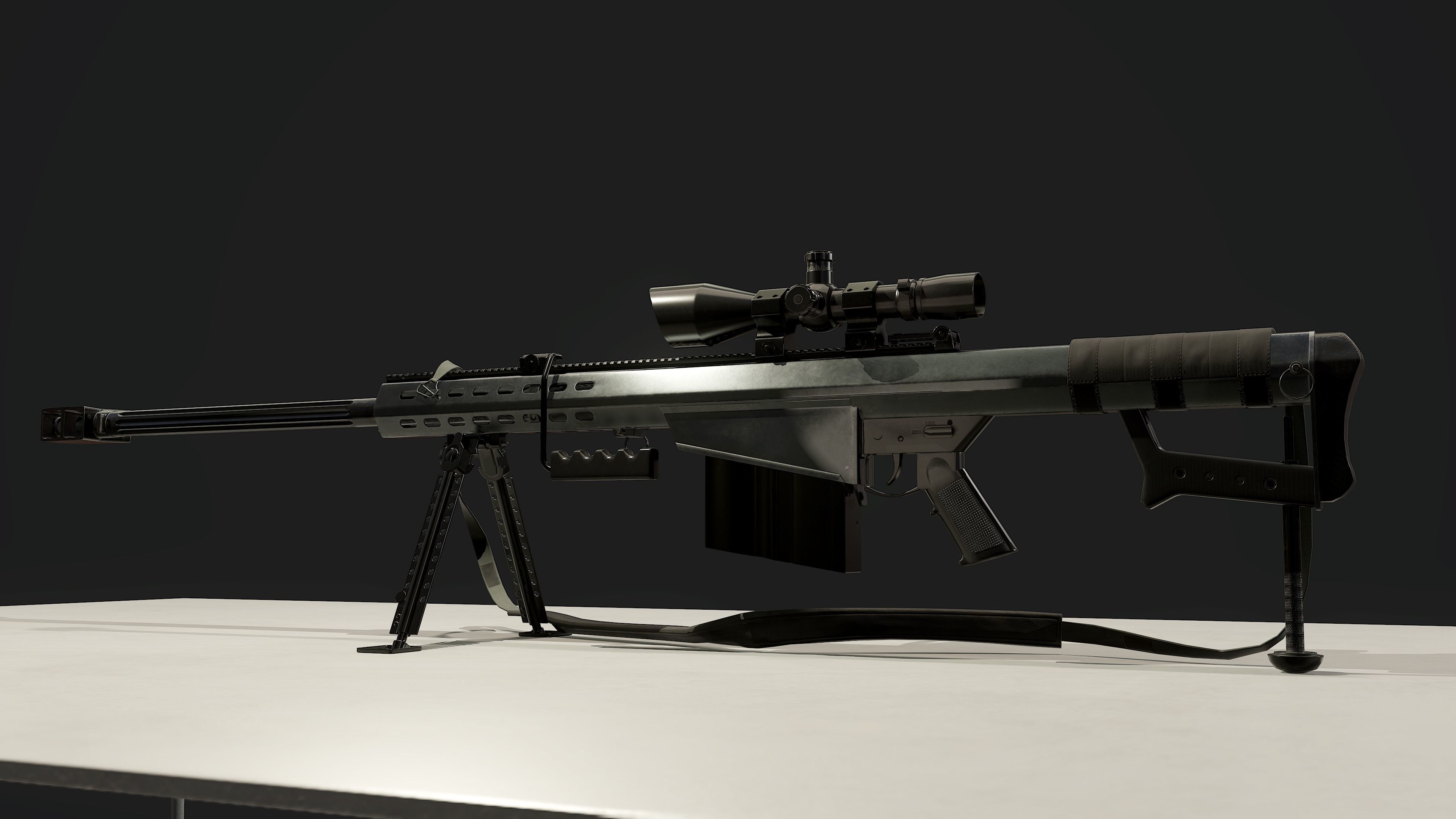 Barrett M82A1 Low-poly 3D model_13