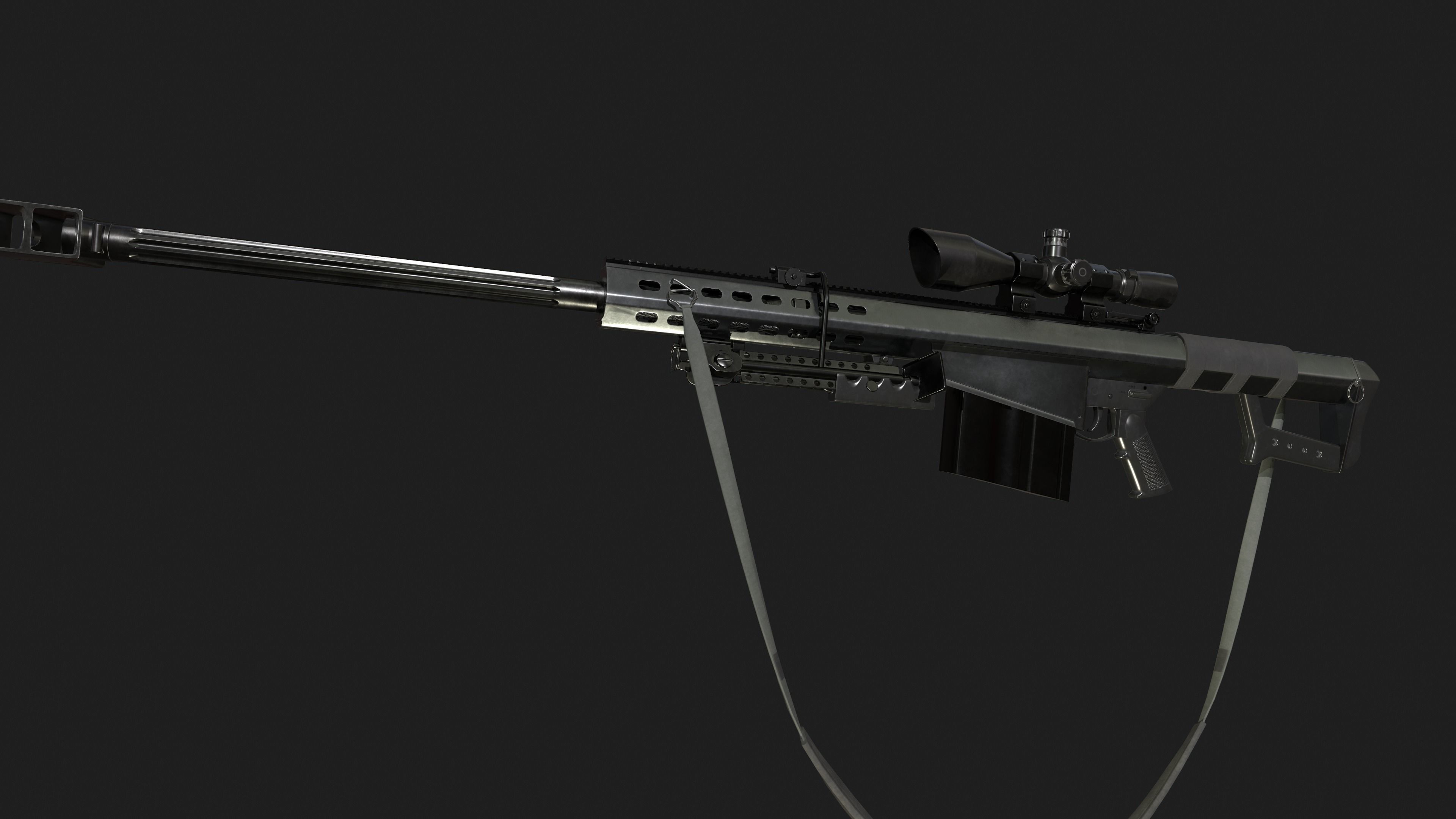 Barrett M82A1 Low-poly 3D model_16