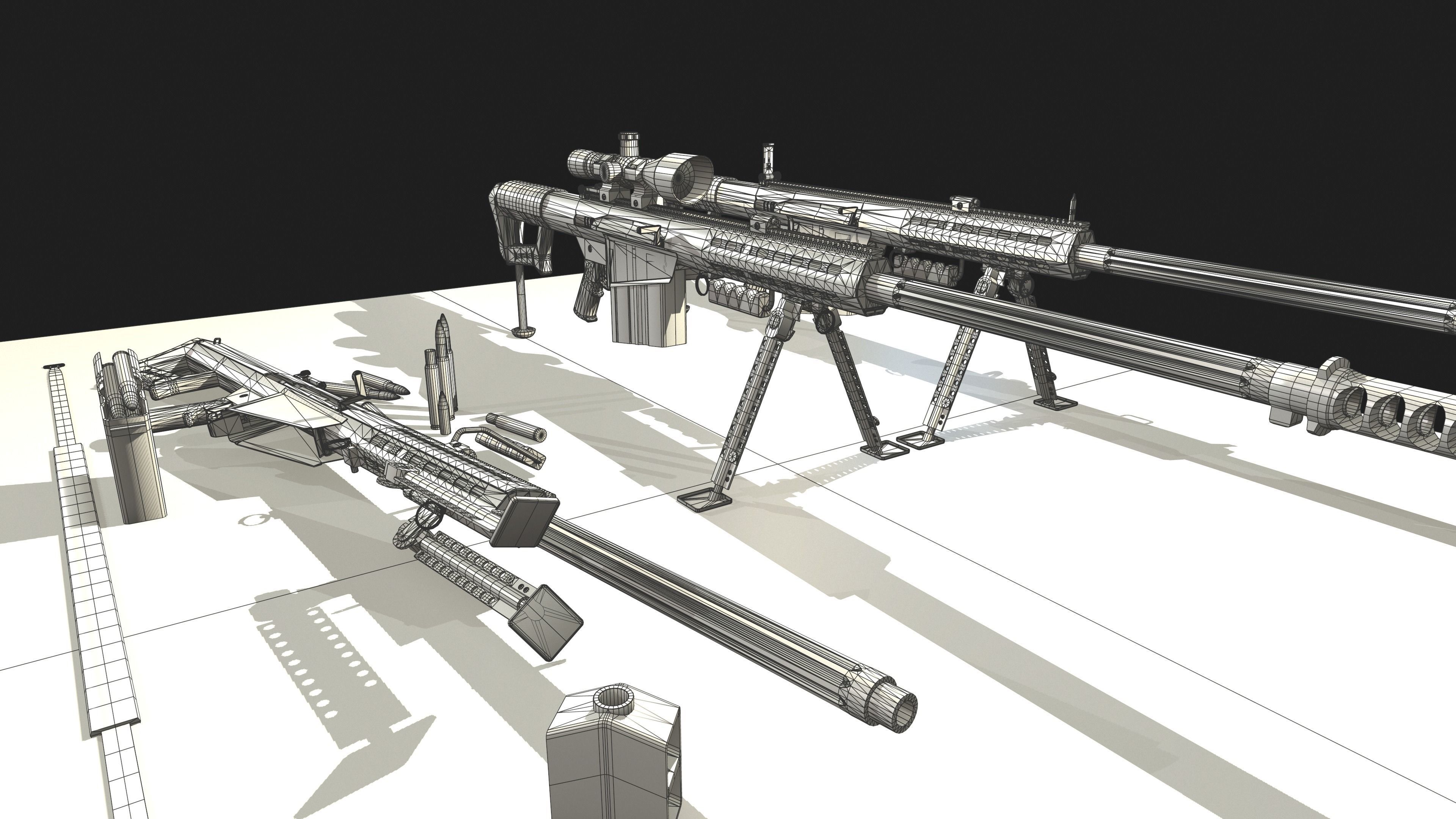 Barrett M82A1 Low-poly 3D model_19