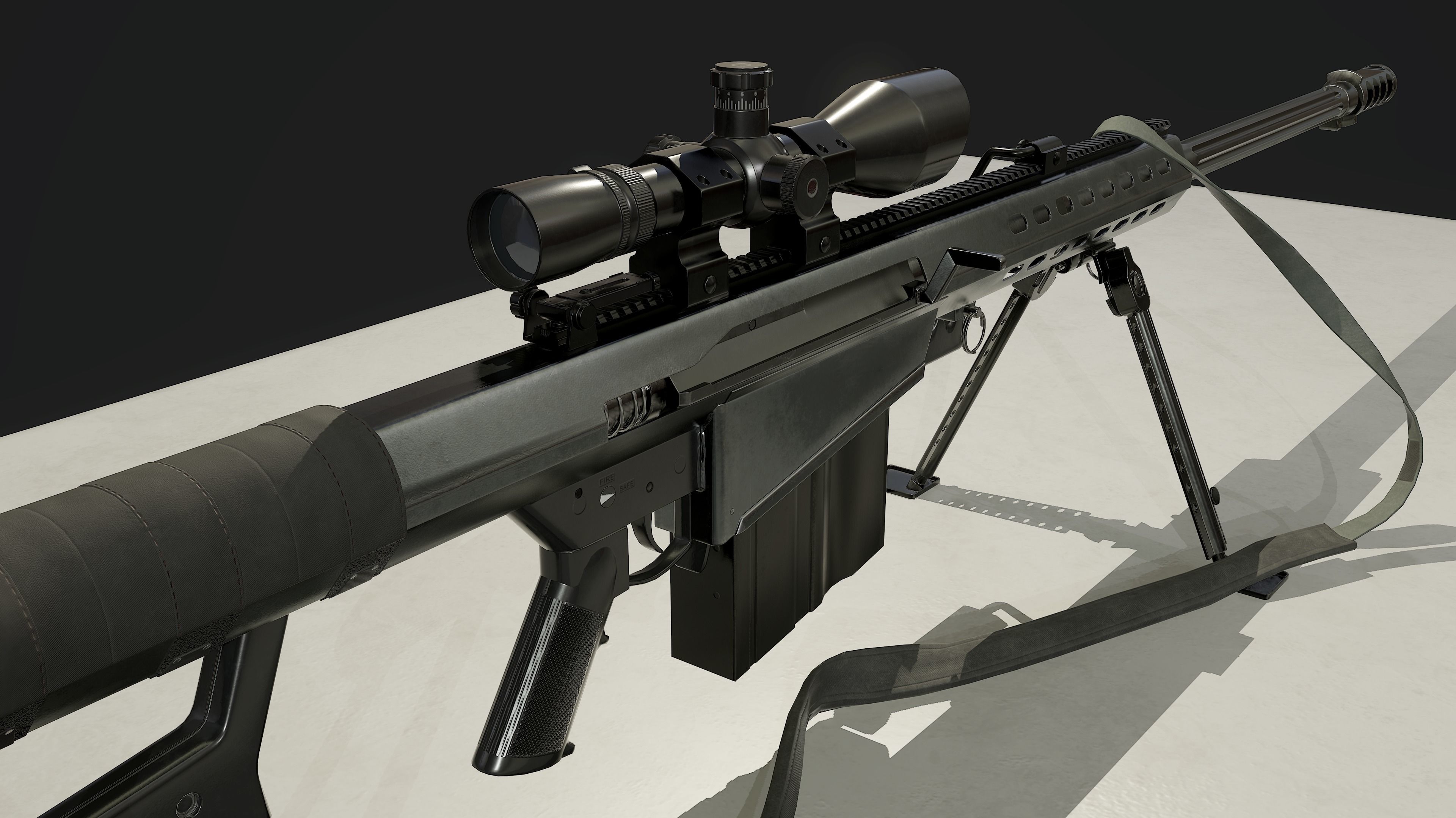 Barrett M82A1 Low-poly 3D model_3
