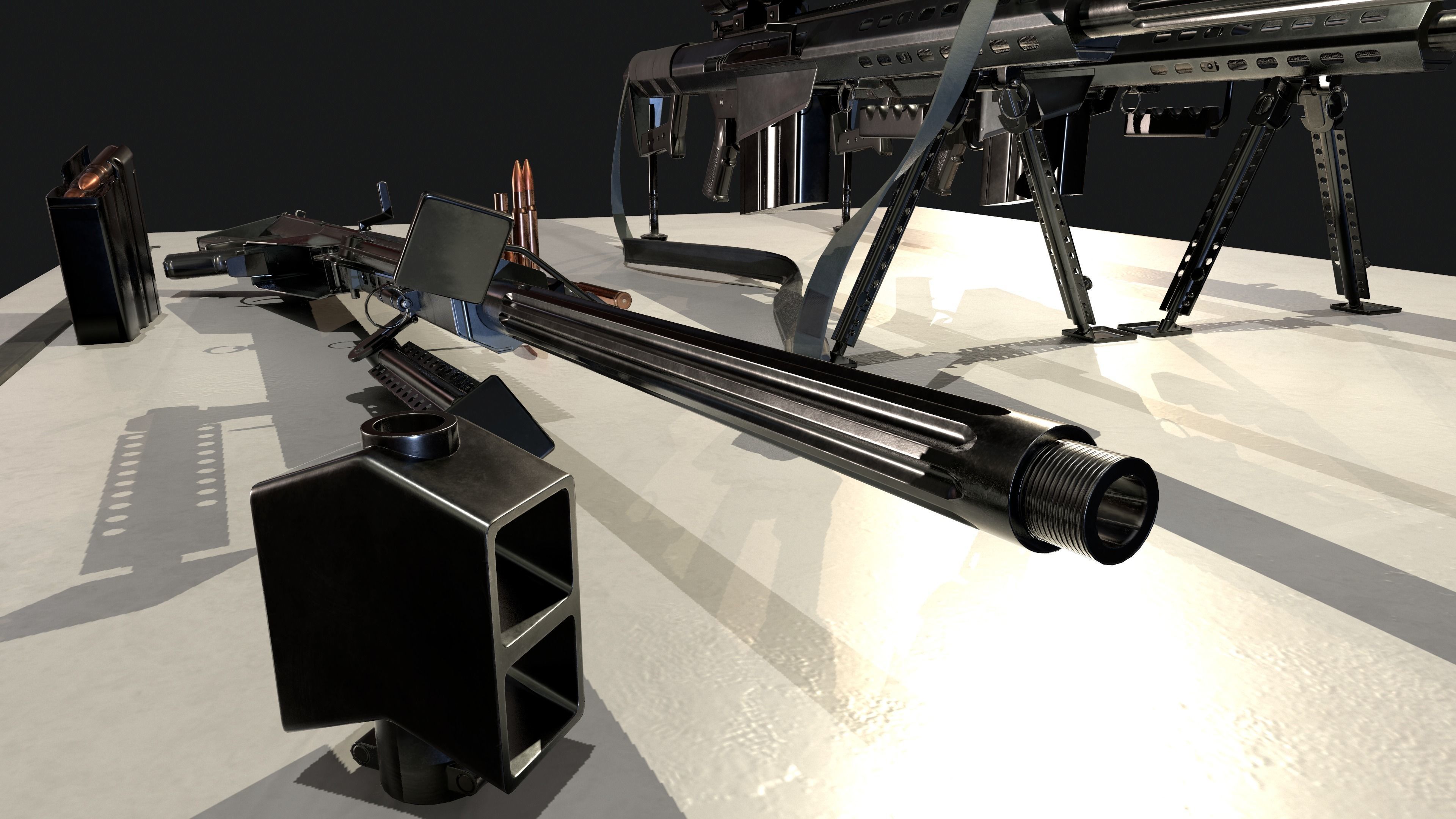 Barrett M82A1 Low-poly 3D model_18