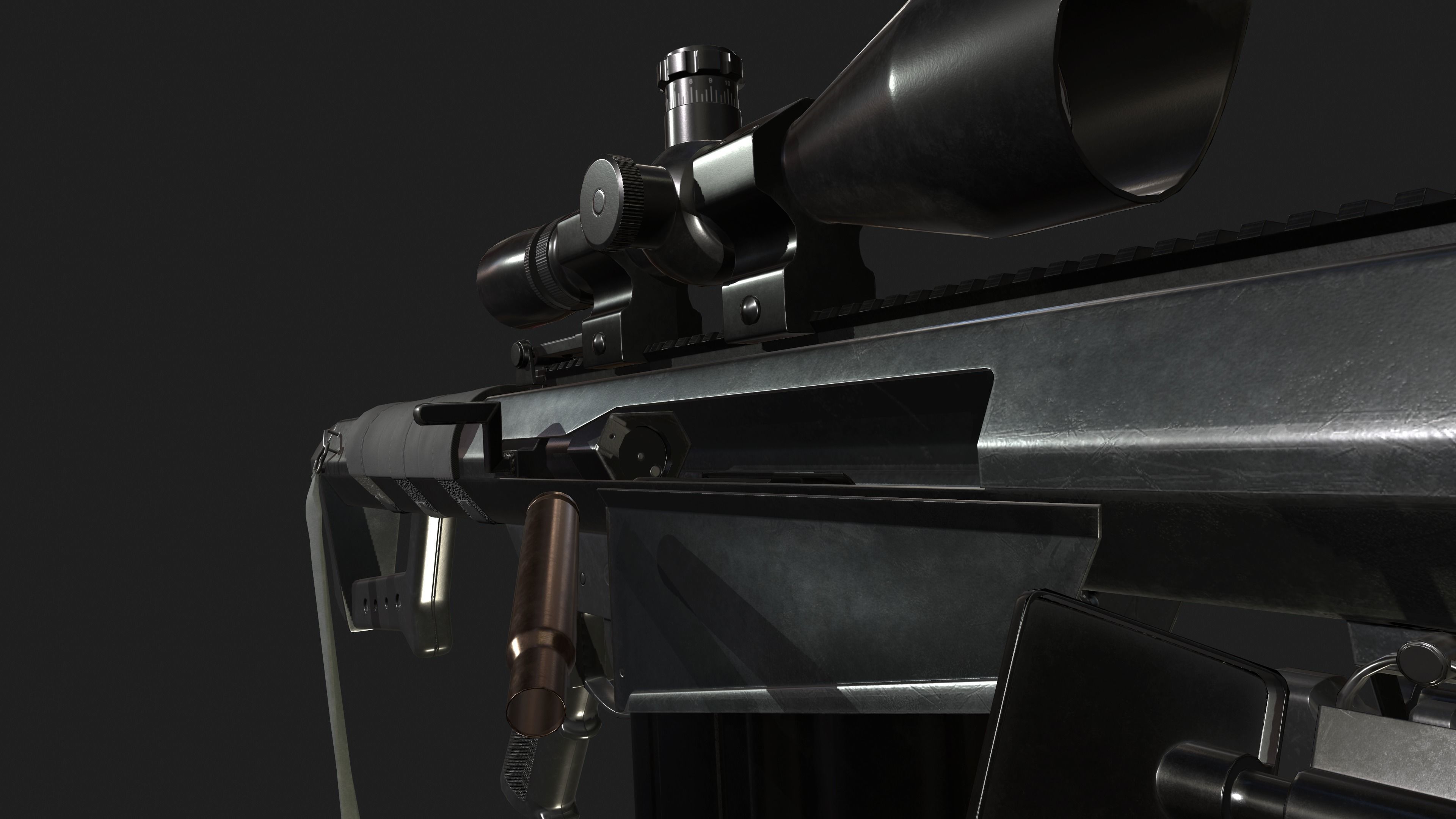 Barrett M82A1 Low-poly 3D model_10