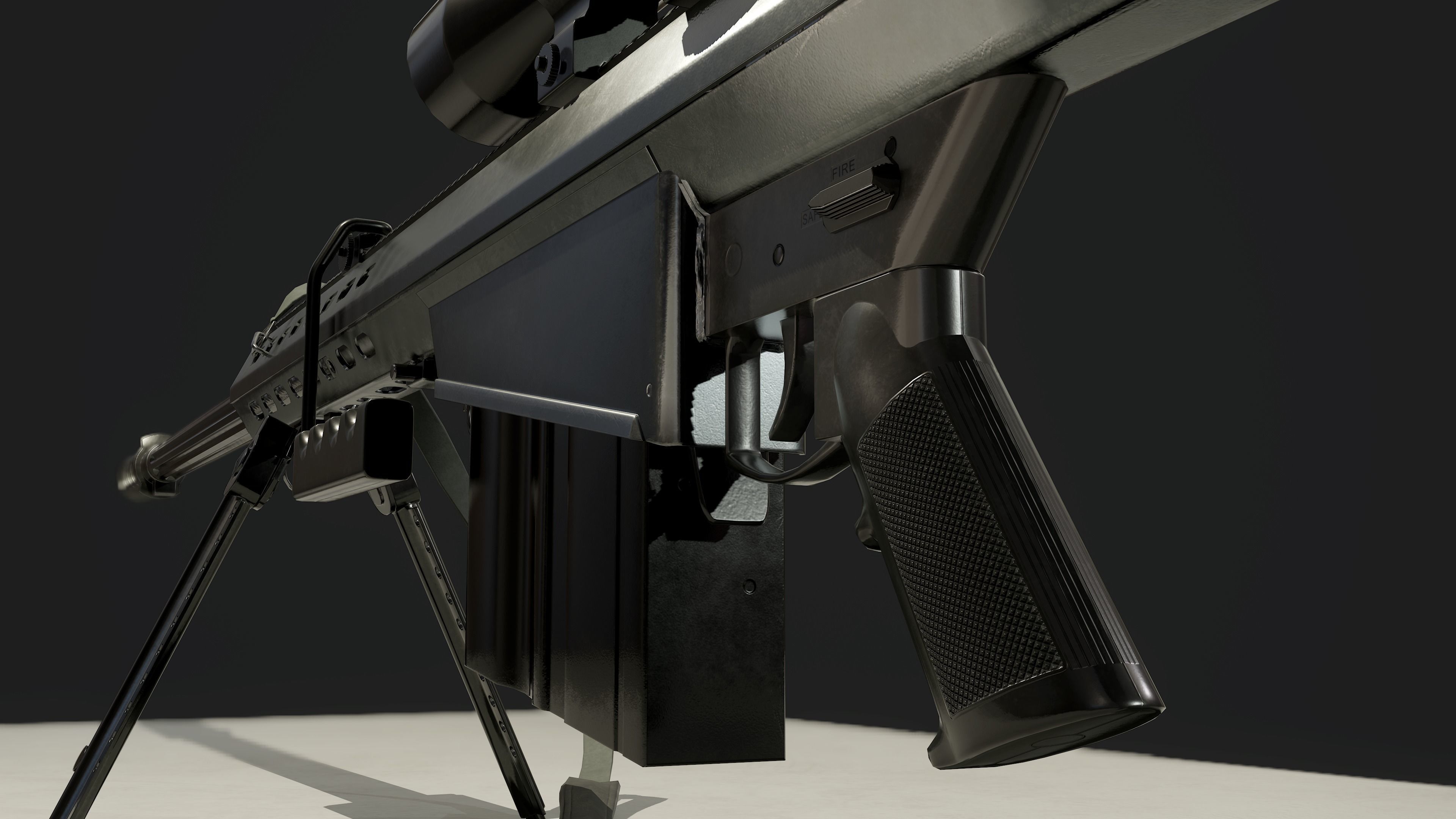 Barrett M82A1 Low-poly 3D model_8